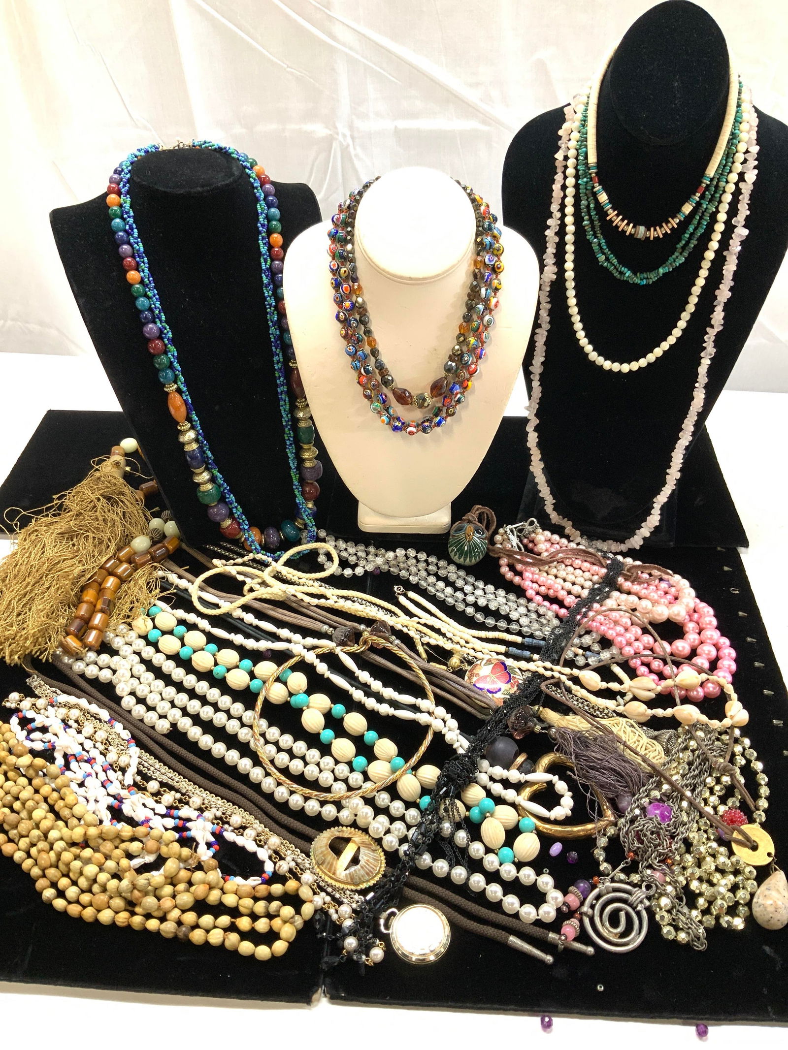 Vntg Lot Costume , Murano, & Rose Quartz Necklaces (1 of 14)