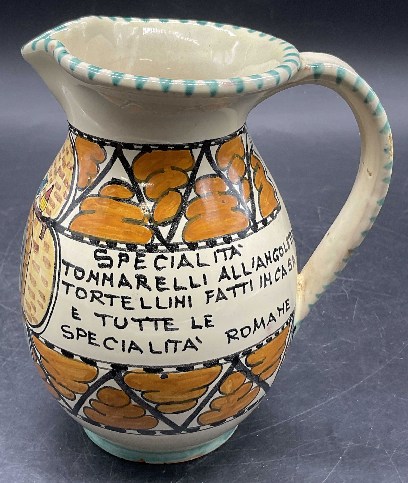 Vintage Signed Handmade Pottery Pitcher, Italy (1 of 8)