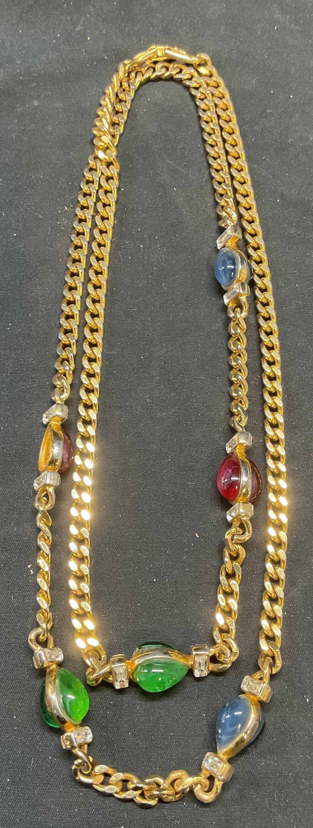 Vintage Gold Tone Multicolor Crystal Necklace (1 of 7)