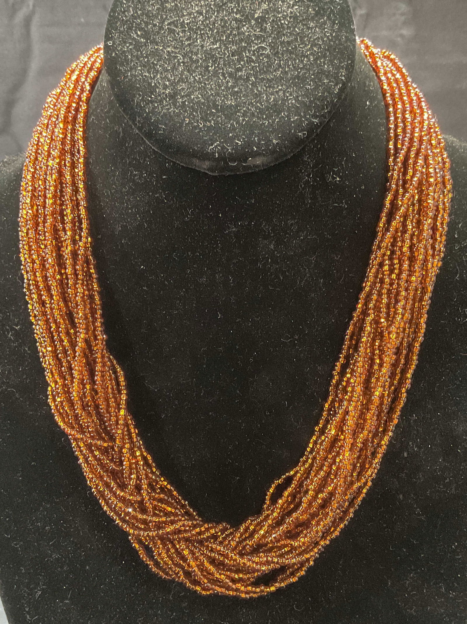 Vntg Gold Tone Multi Strand Seed Beaded Necklace (1 of 6)