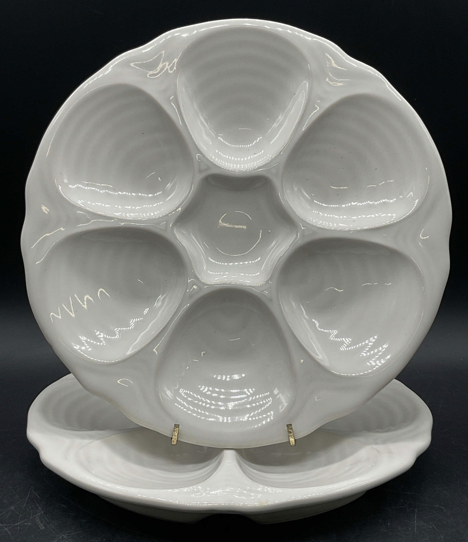 Pair Vintage BTC USA Ceramic Oyster Plates (1 of 8)