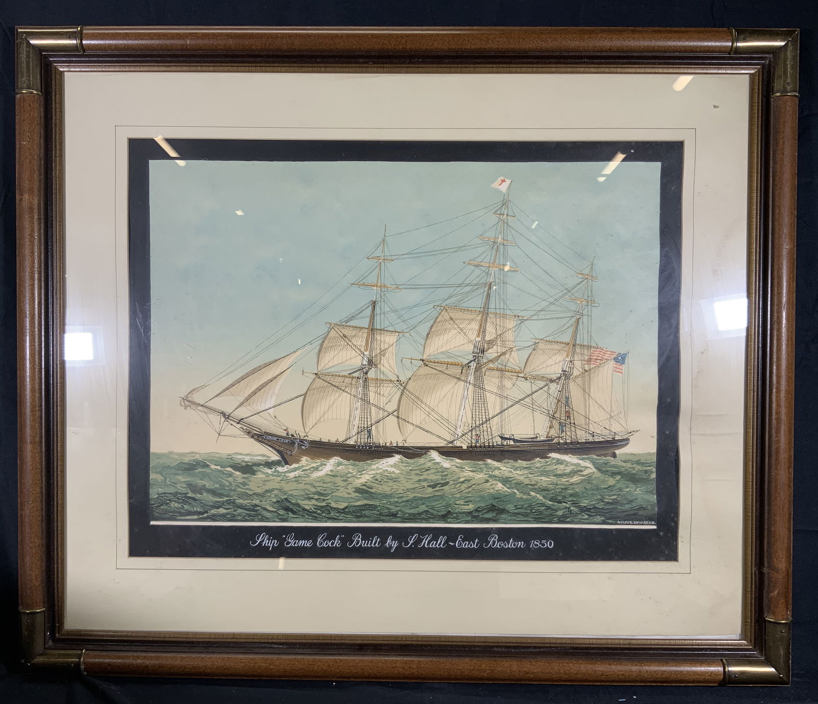 Framed Game Cock A.Clive Edwards Serigraph (1 of 13)