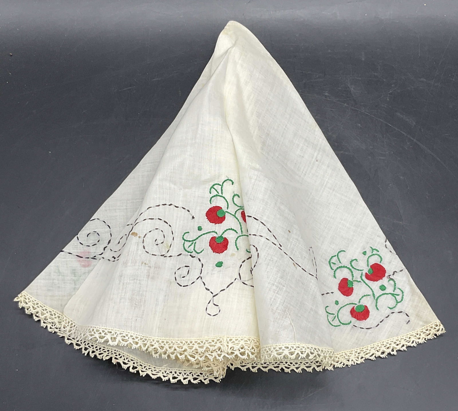 Vintage Embroidered Berry Motif Round Table Linen (1 of 7)