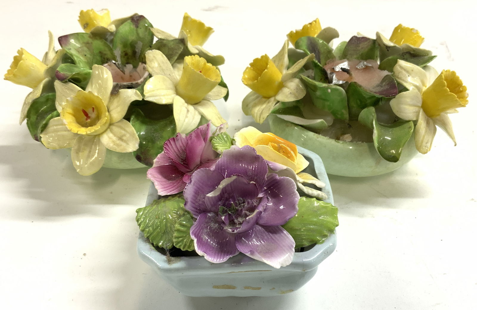 DENTON CHINA 3 Hand Modeled Porc Floral Decor (1 of 8)