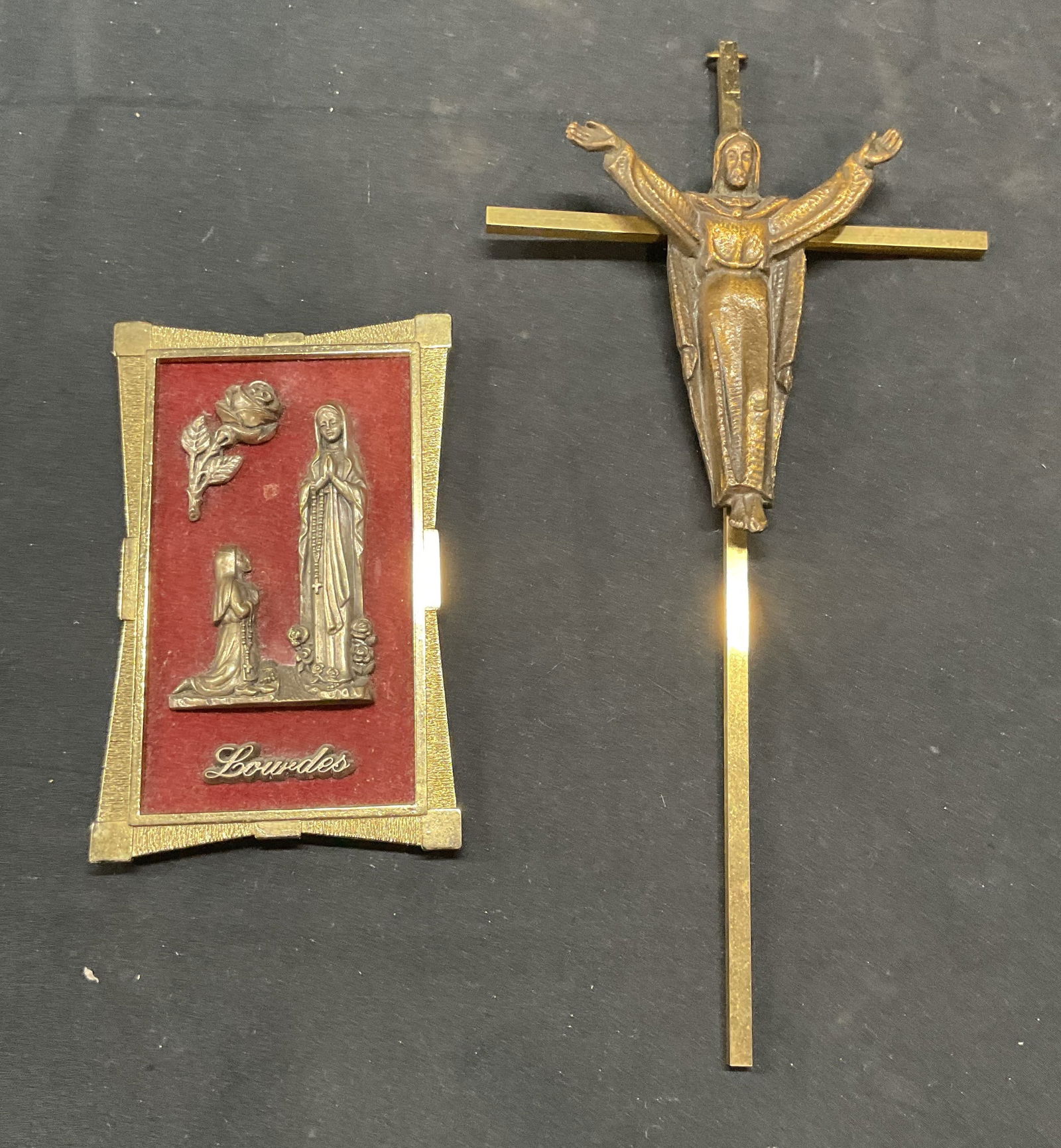 Vintage Brass & Bronze Crucifix, Religious Icon (1 of 6)
