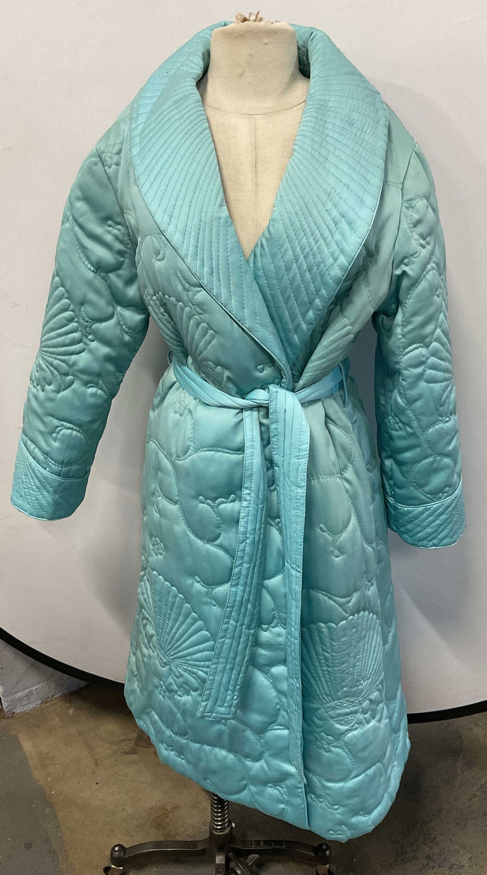 Vintage Blue Quilted Belted Tie Waist Jacket (1 of 6)