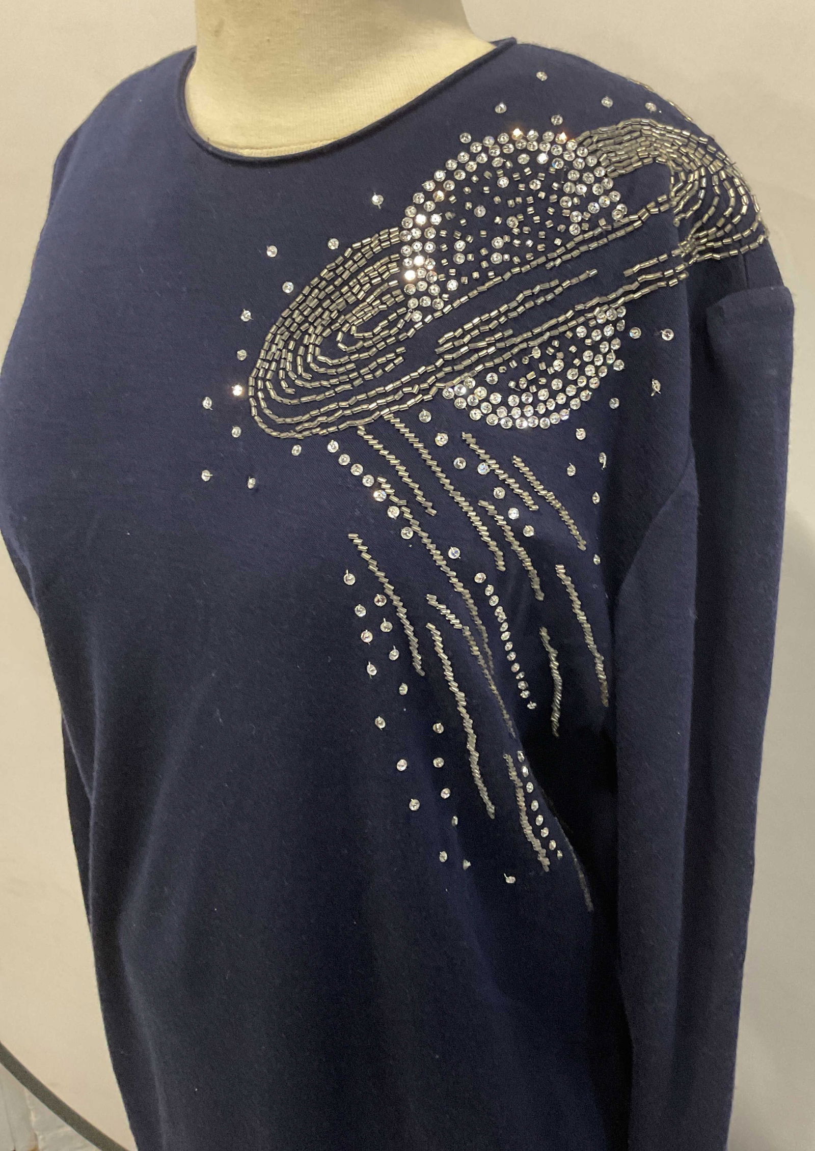 Vntg Hanae Mori Blue Wool Saturn Dress (1 of 6)