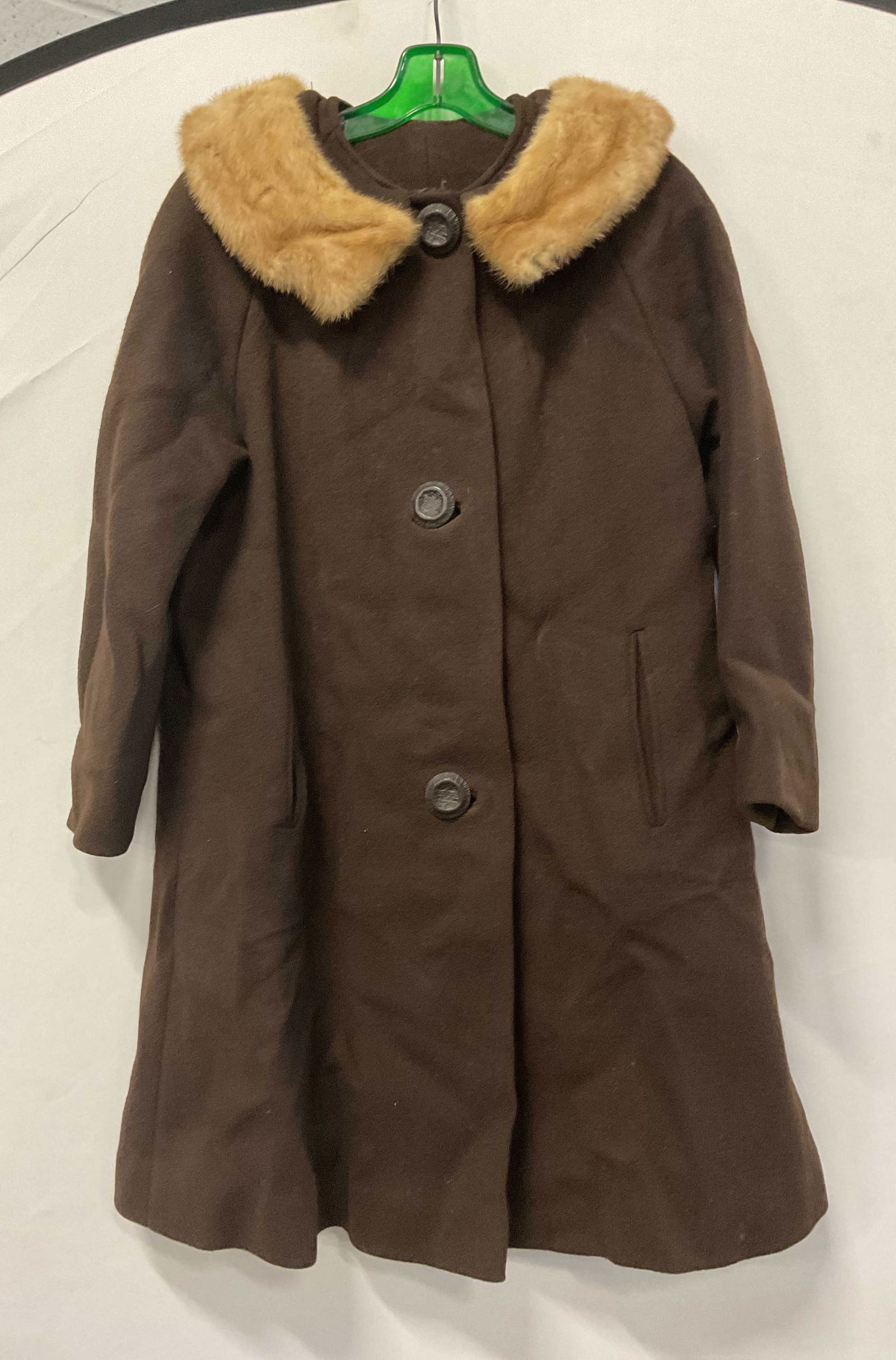 Vintage Brown Wool Fur Collar Coat (1 of 6)