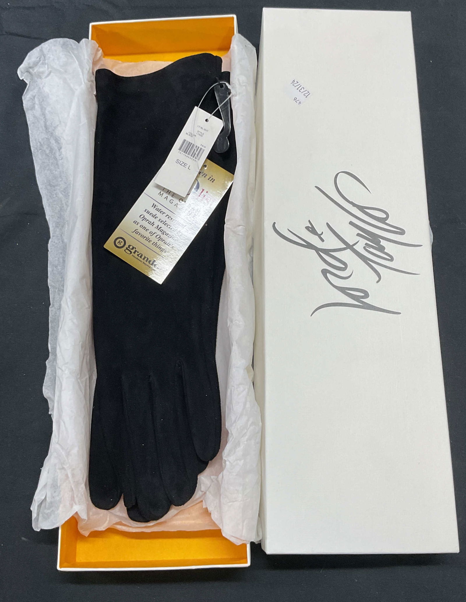 Grandoe Black Suede Silk Lined Gloves NWT (1 of 6)