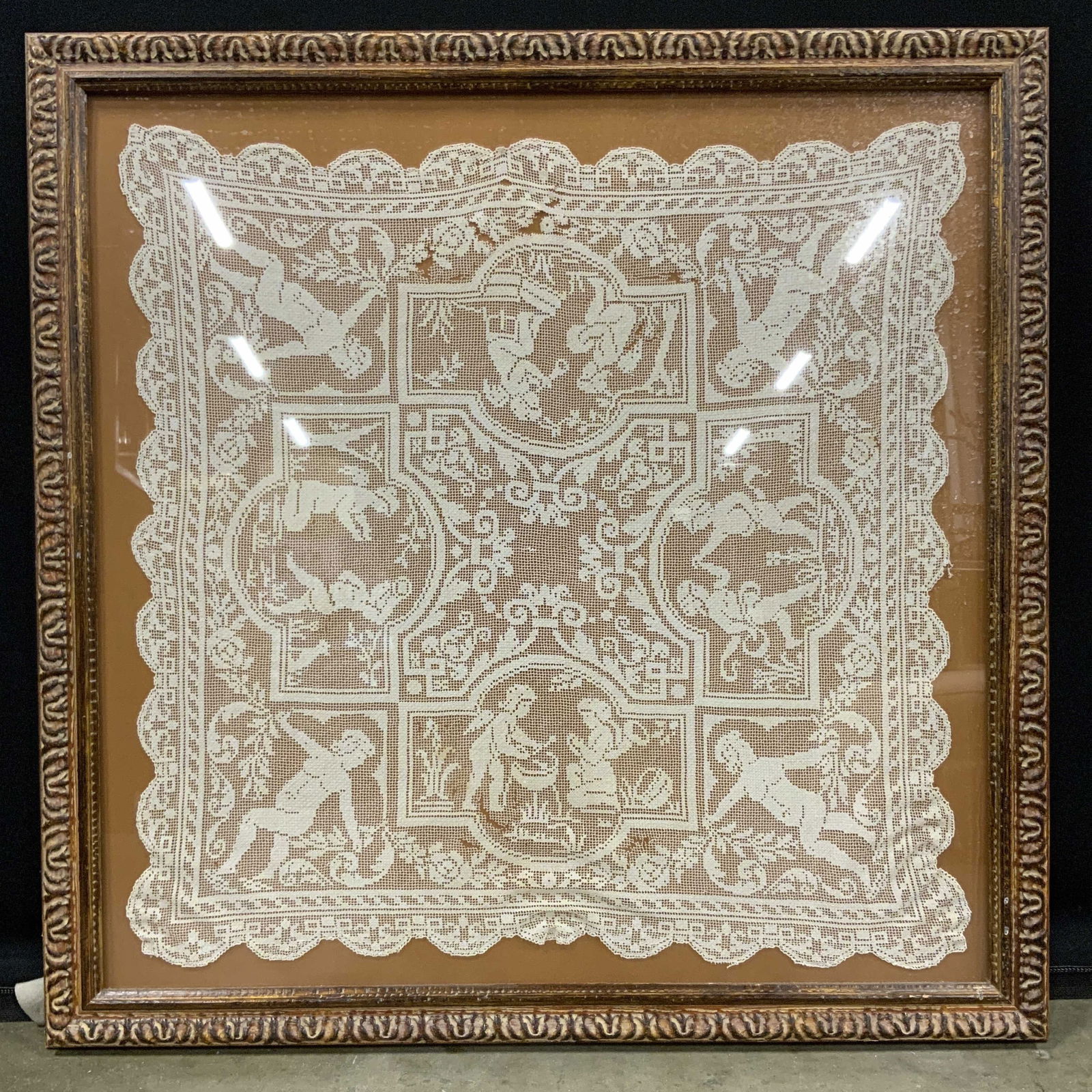 Framed Linen Lace French Angel Doily (1 of 12)