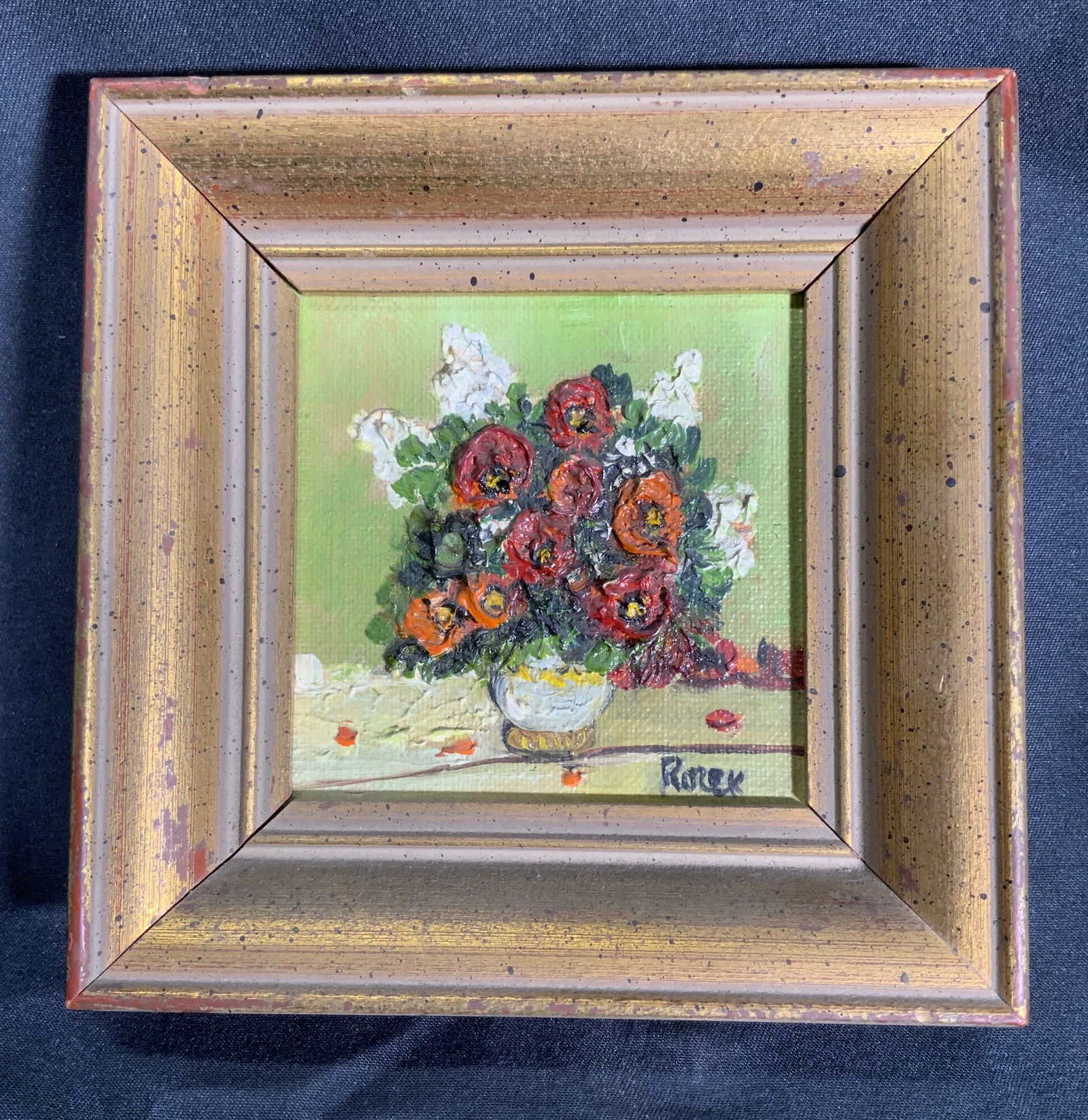 Miniature Signed Poppy Flowers Acrylic Still Life (1 of 8)