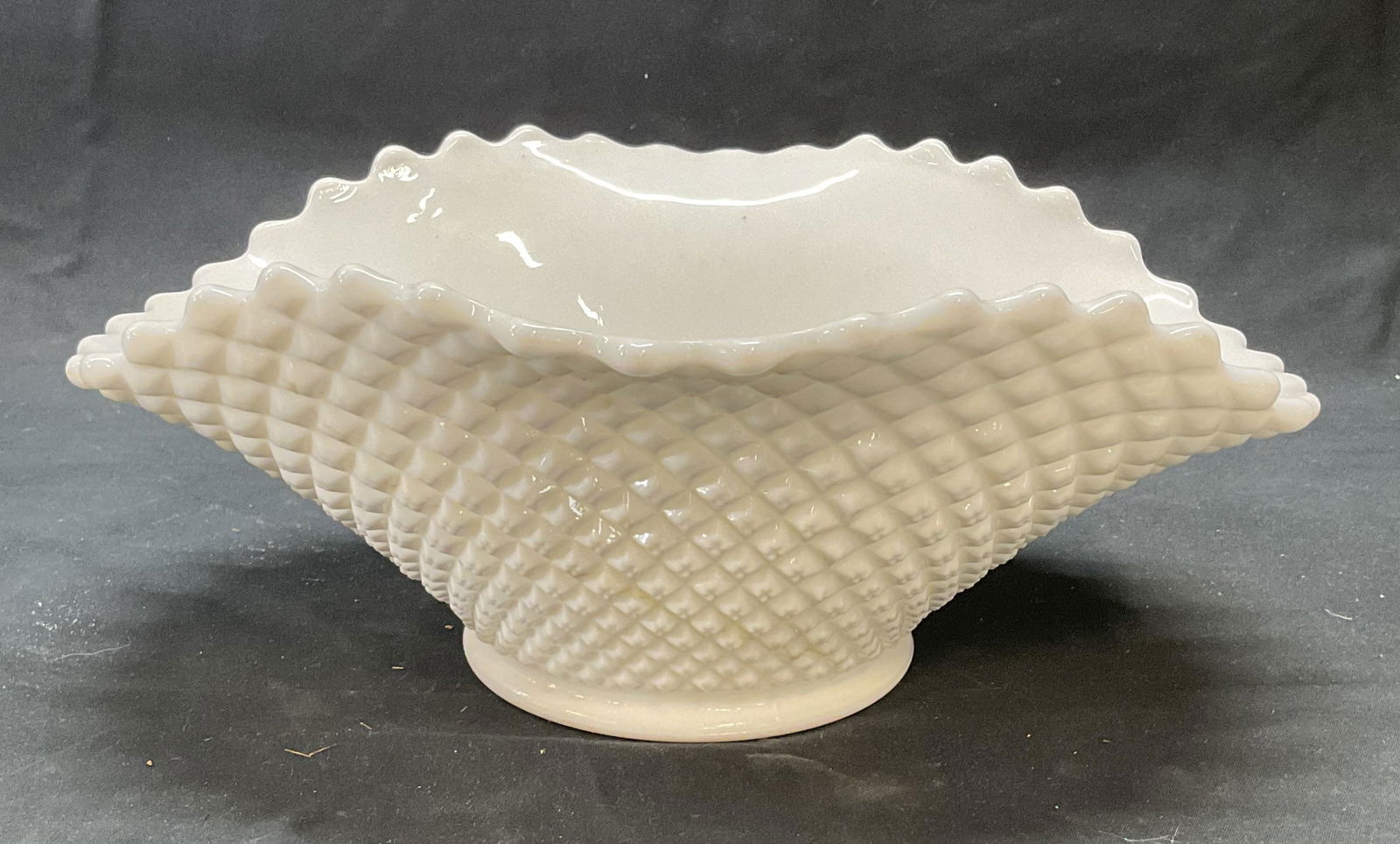 Vintage Milk Glass Diamond Pattern Bowl (1 of 7)