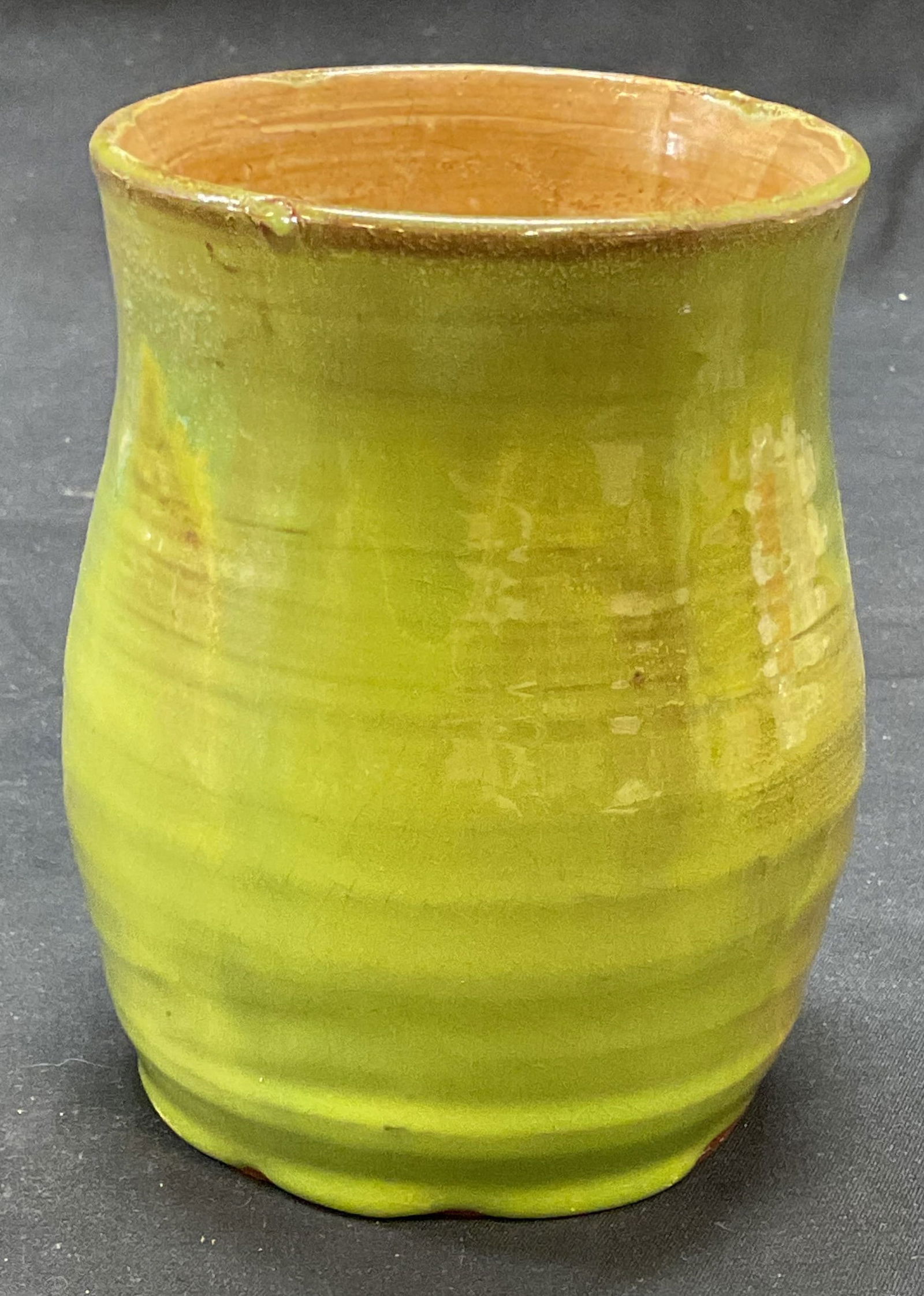 Vintage Signed Handmade Green Ceramic Vase (1 of 6)