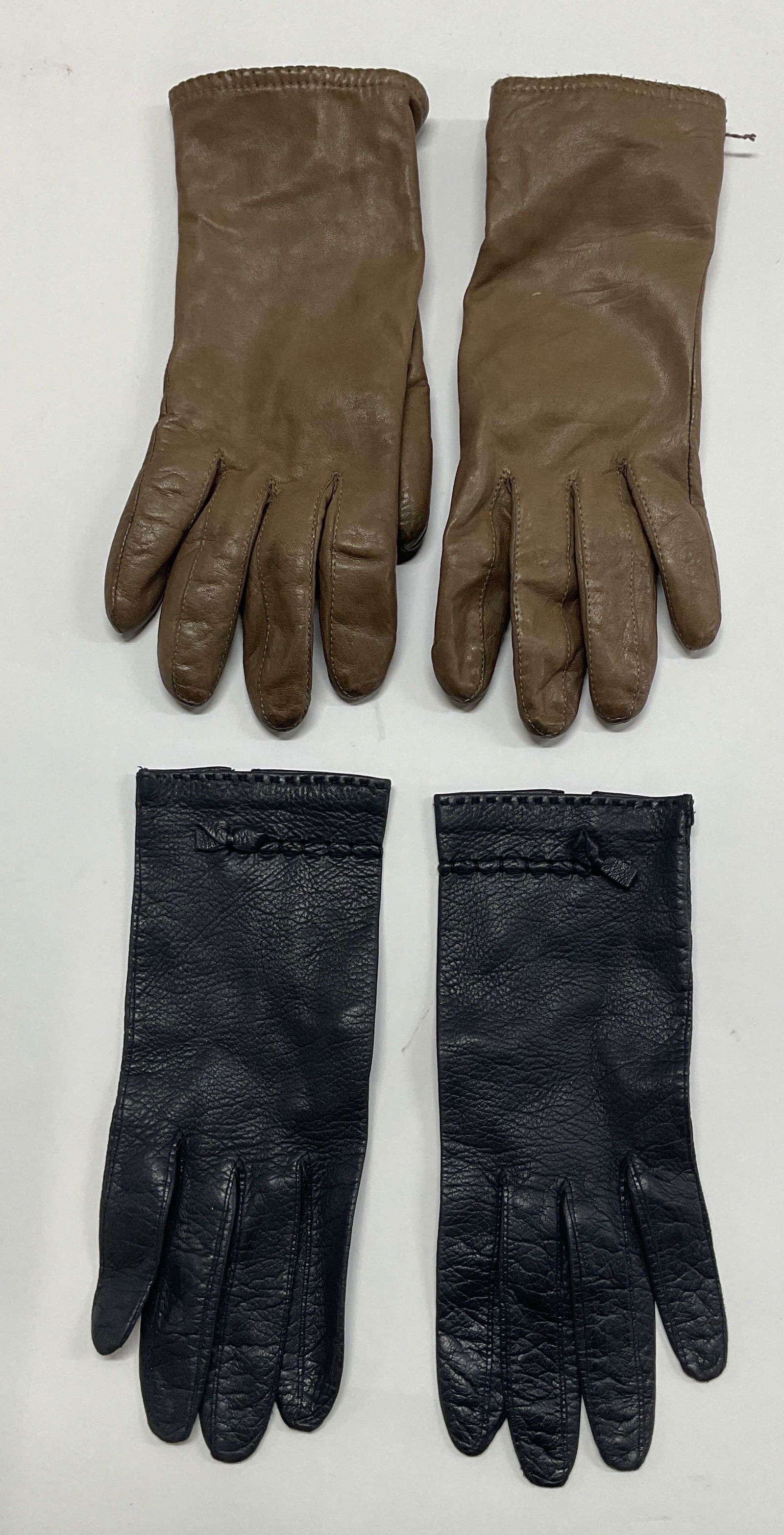 Lot 2 Black & Brown Leather Gloves (1 of 6)
