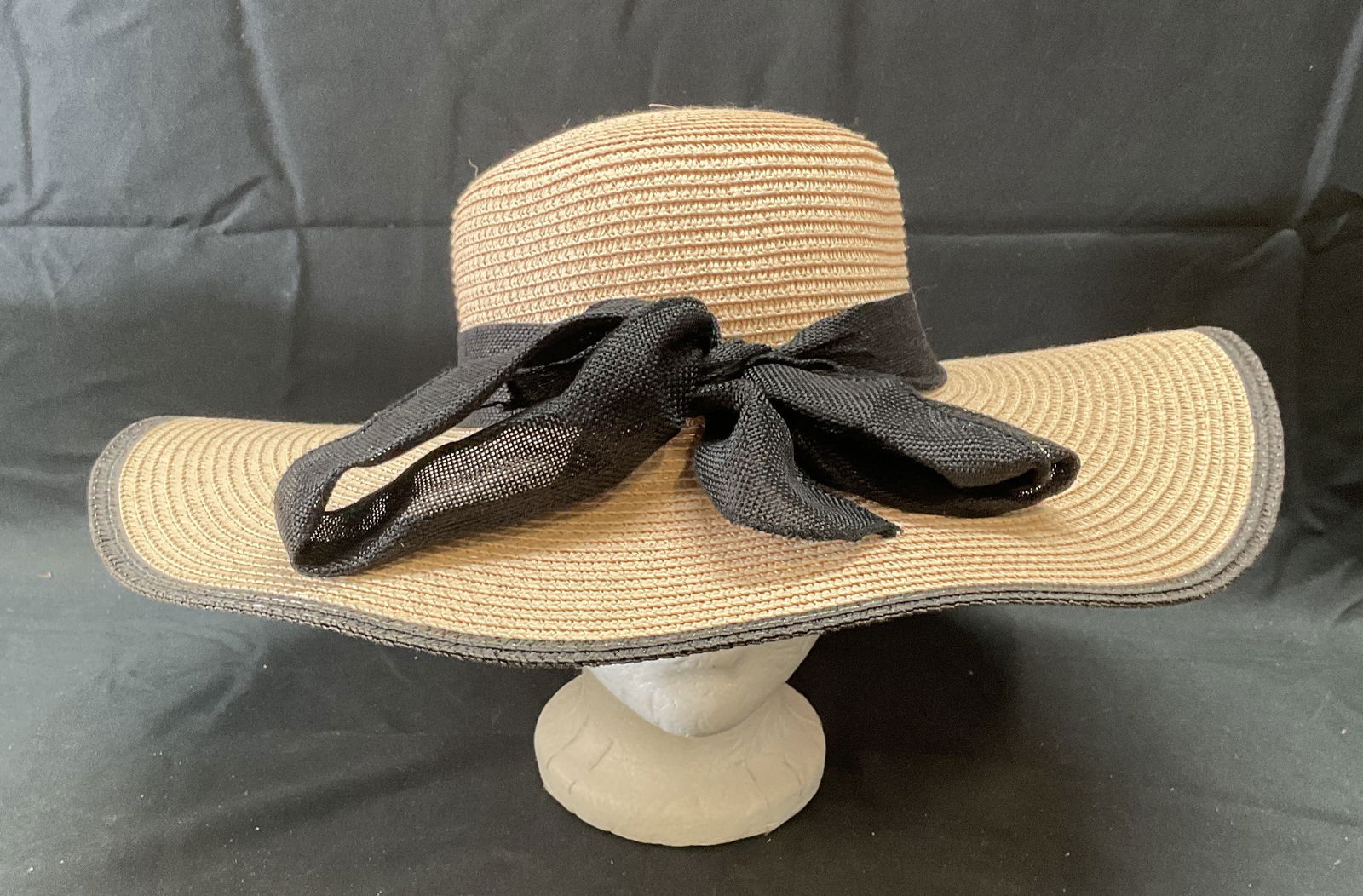 Black & Pink Bow Woven Straw Hat (1 of 6)