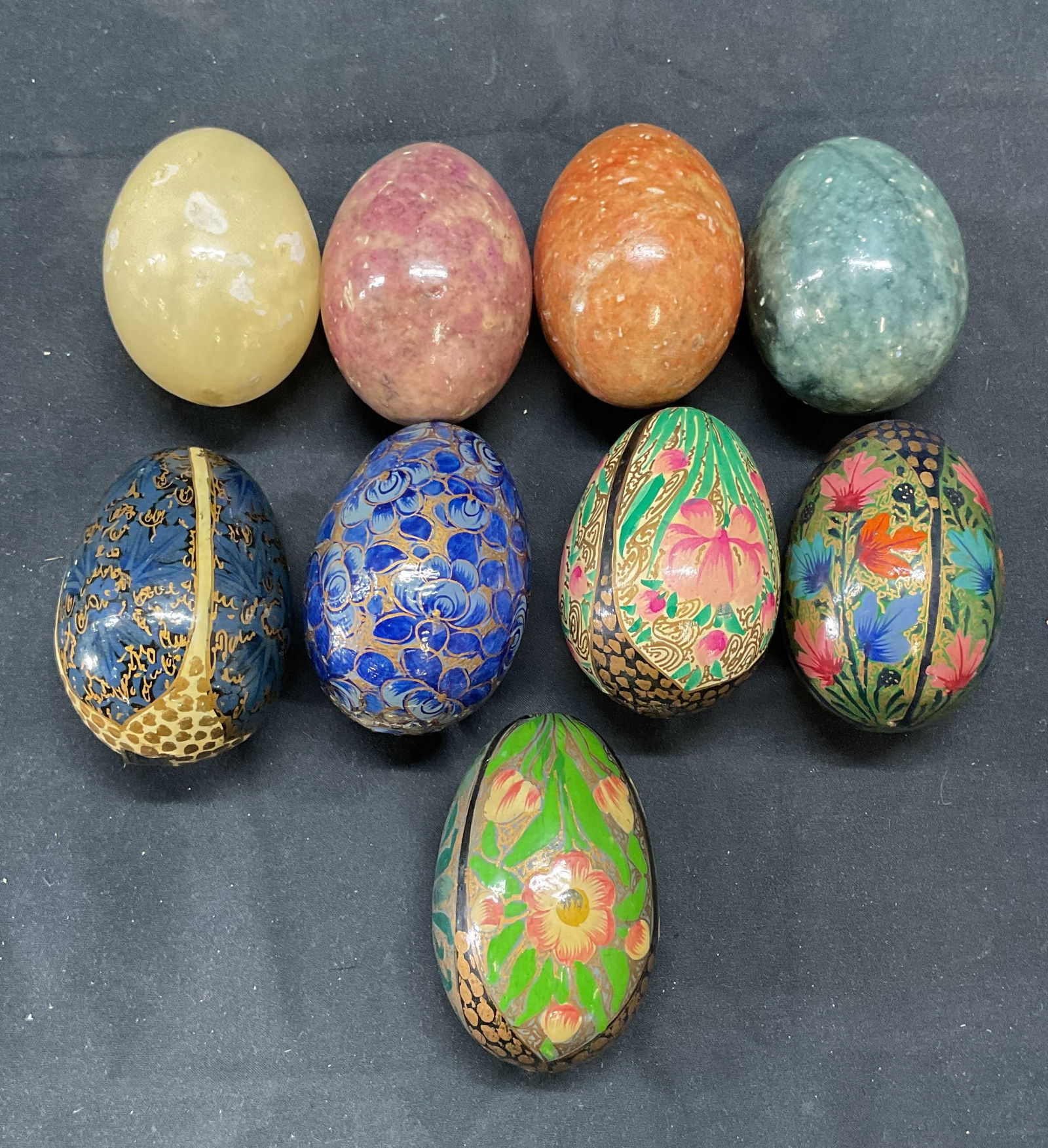 Group 9 Carved Stone & Lacquered Eggs (1 of 6)