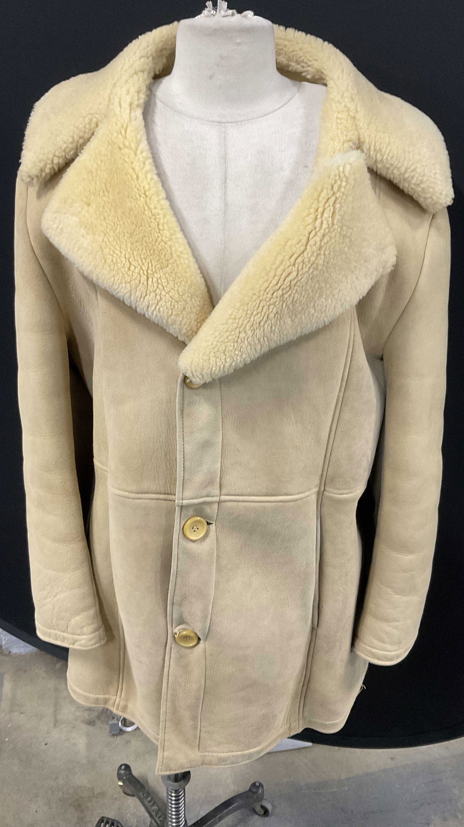 Vintage Tan Toned Button Up Shearling Coat (1 of 11)