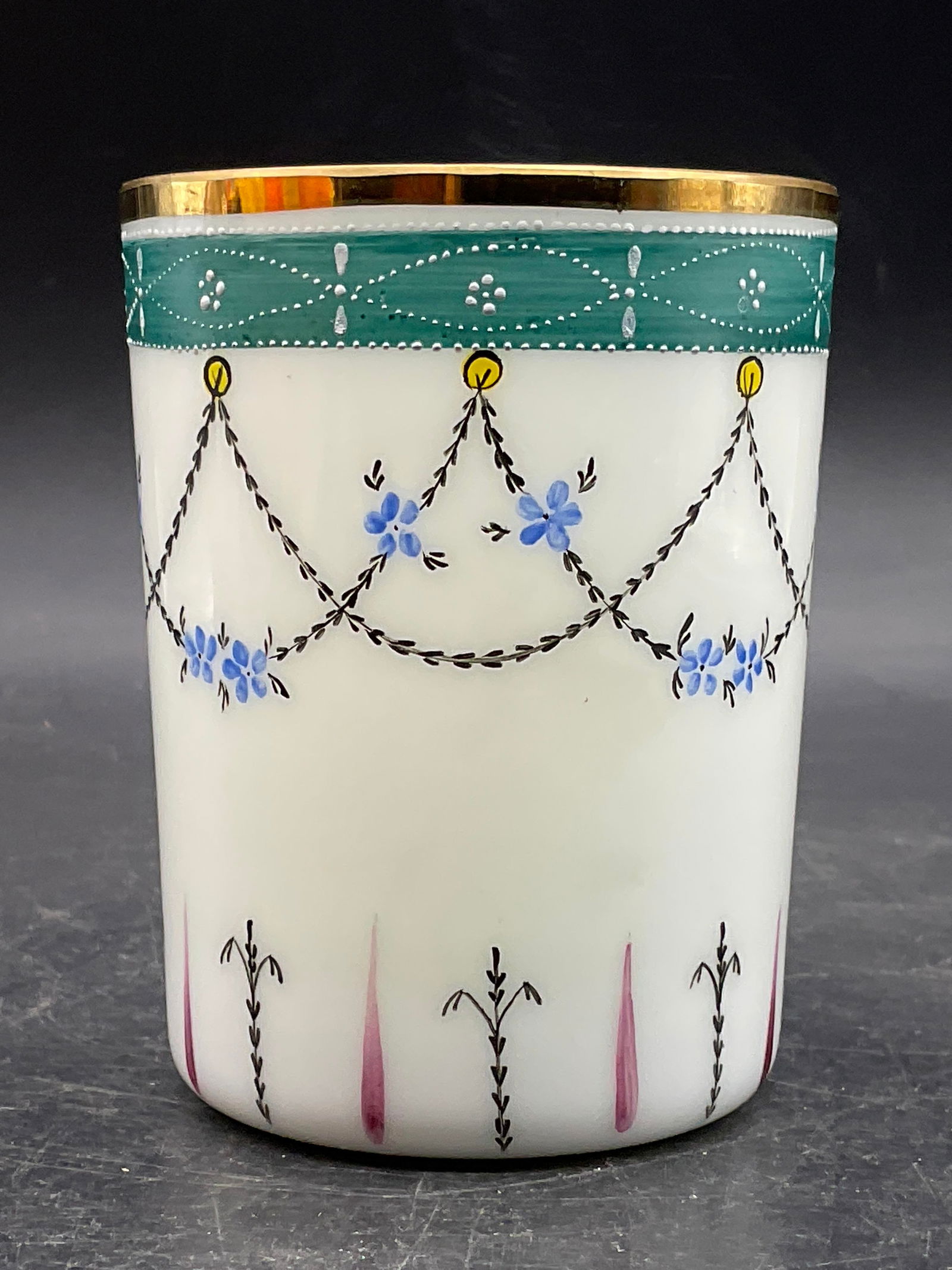 ACOP Signed Hand Painted Milk Glass Vessel (1 of 7)