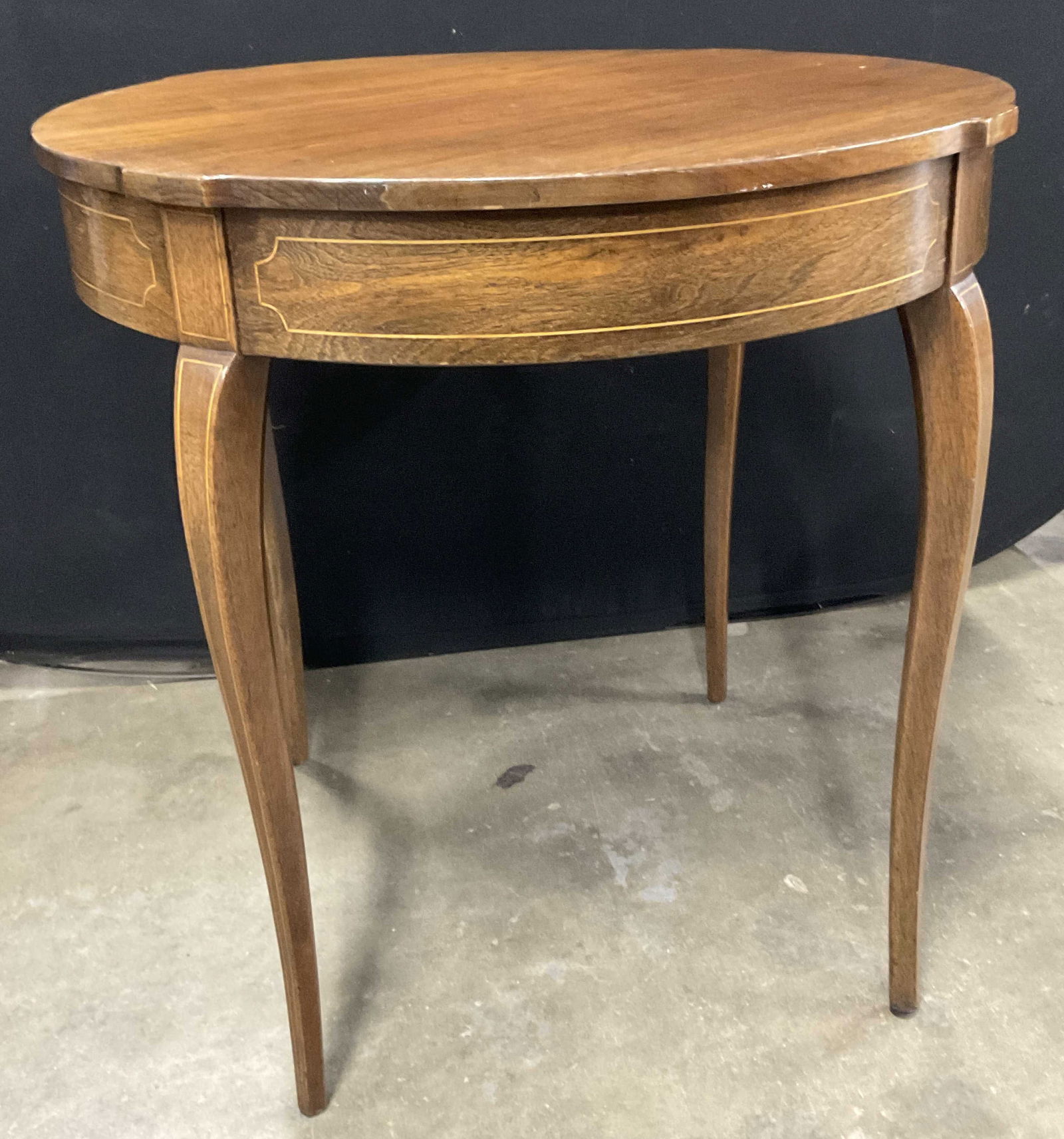 PLAZA Vintage Inlaid Round Wooden Side Table (1 of 7)