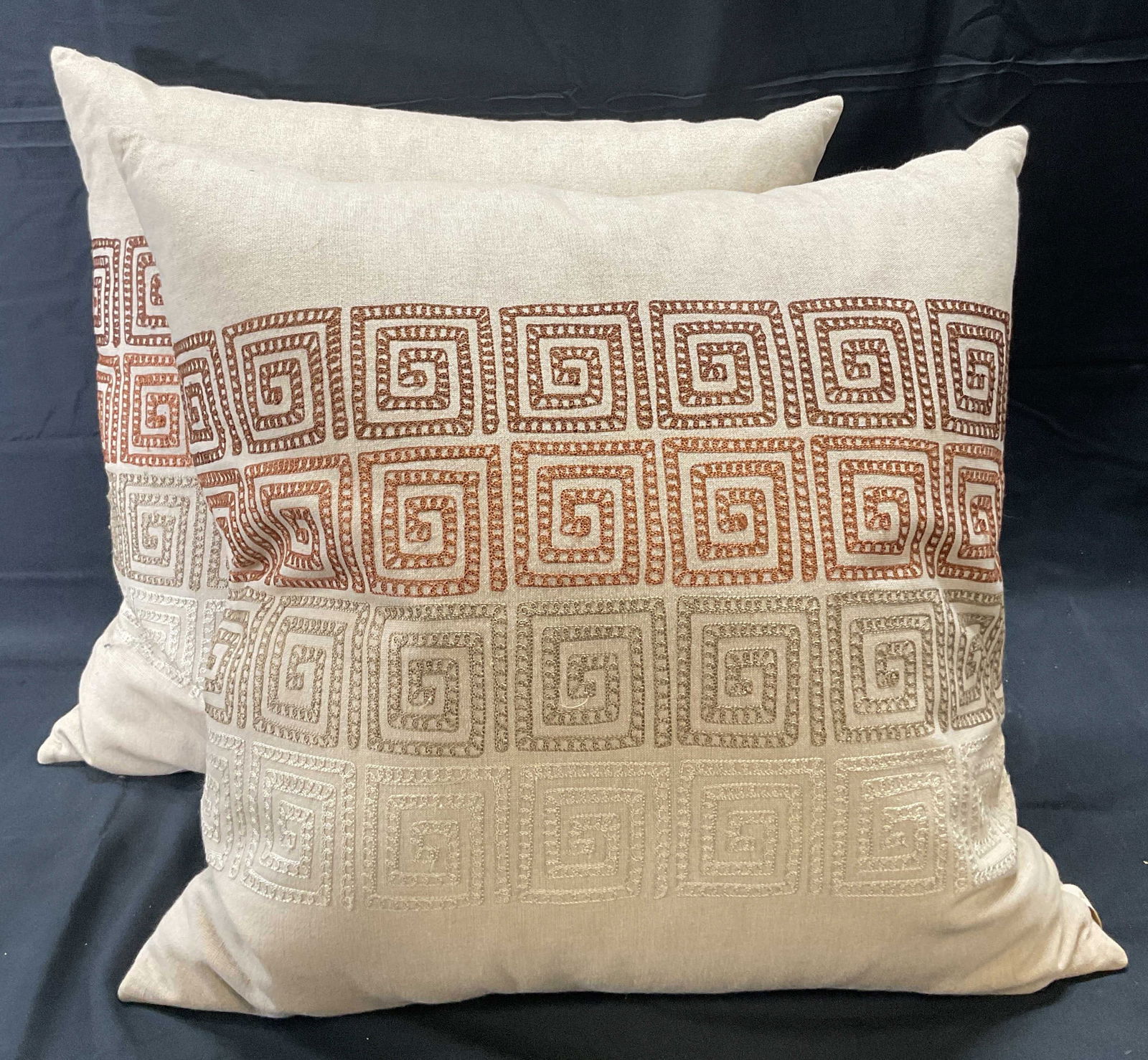 Pair Design Accents Beige Embroidered Pillows (1 of 7)