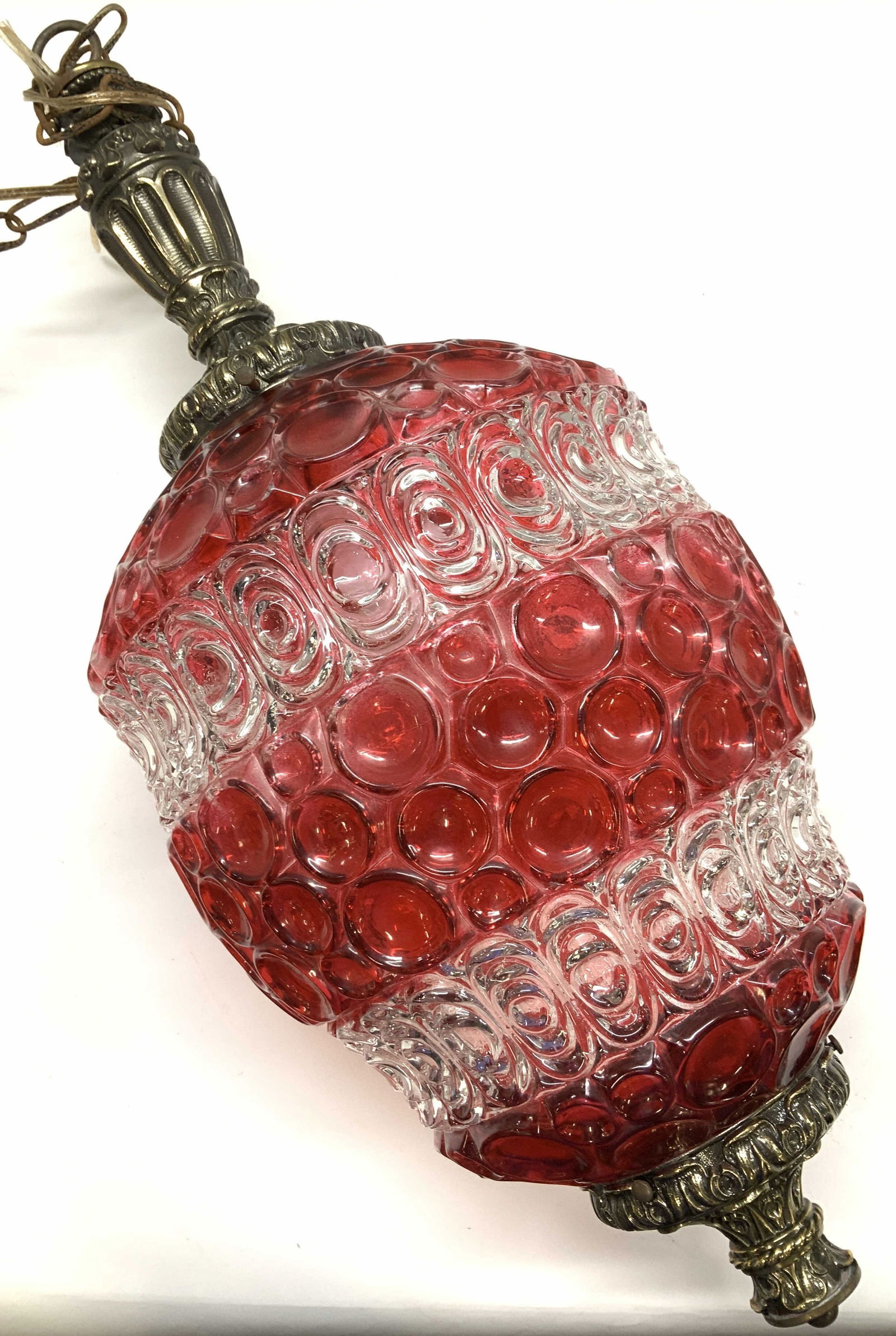 Cranberry & Clear Glass Hanging Light (1 of 7)