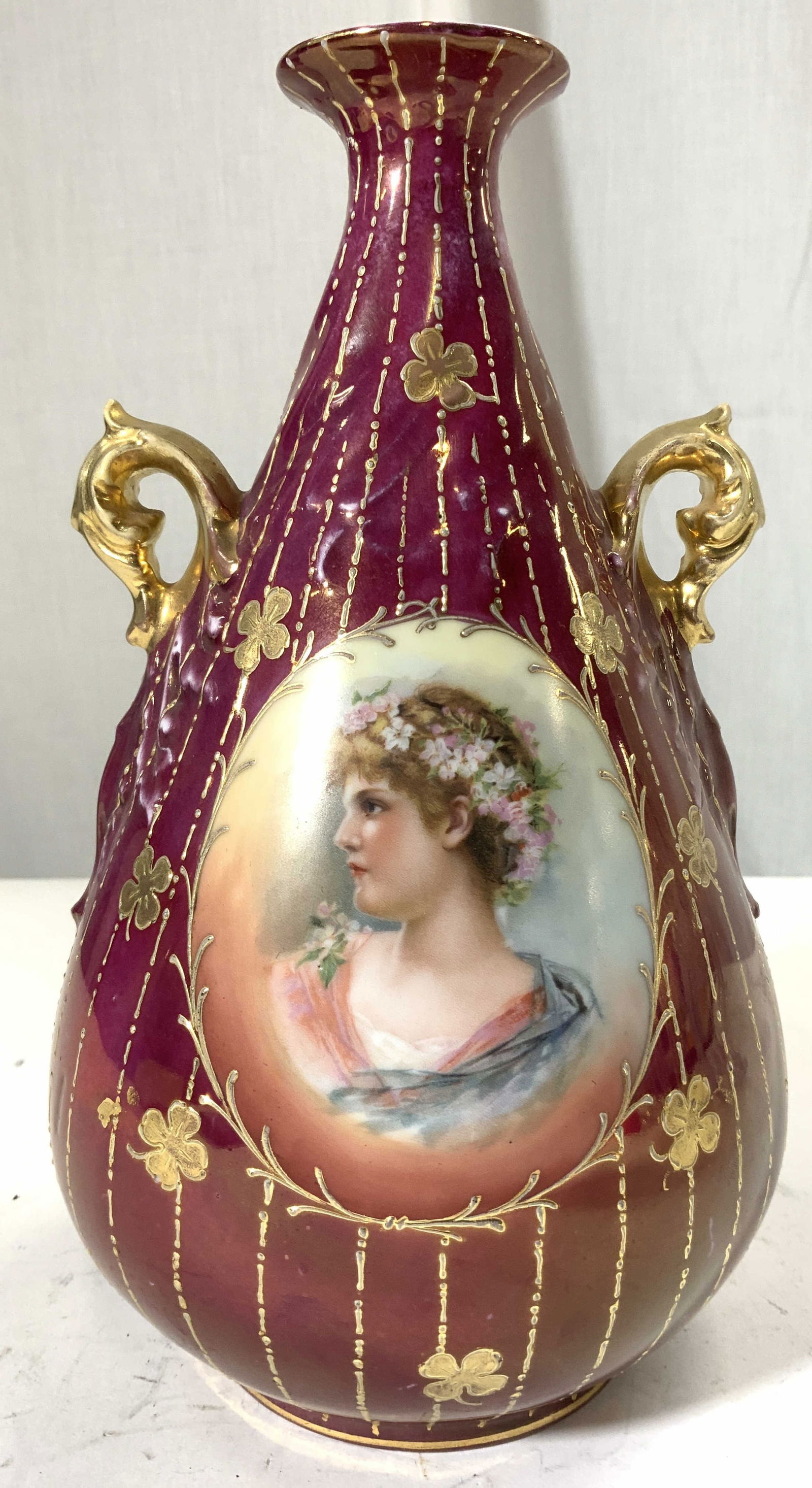 ROYAL SAXE Gilt Porcelain Vase GERMANY (1 of 8)