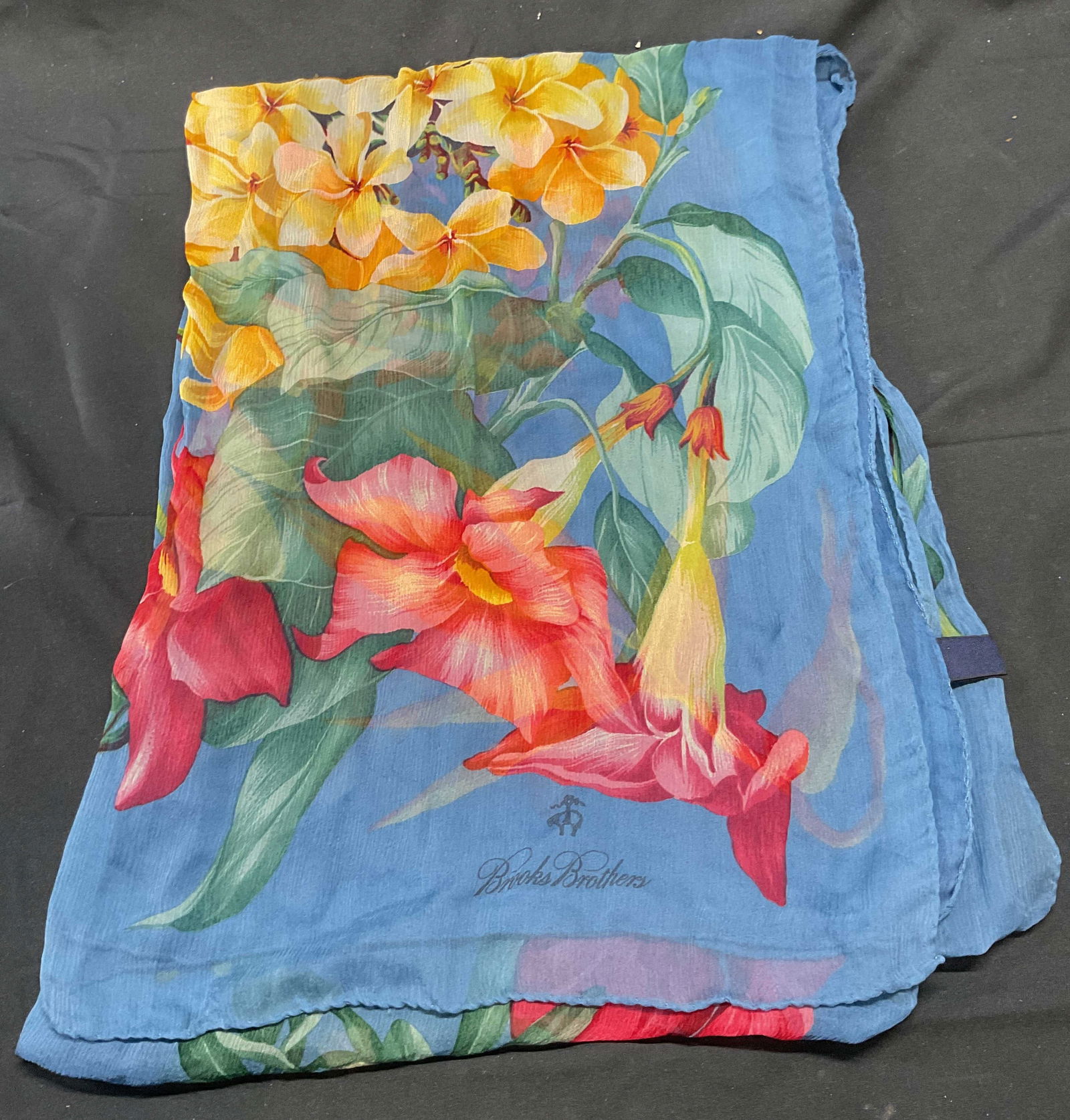 Brooks Brothers Blue Floral Silk Scarf Italy (1 of 6)
