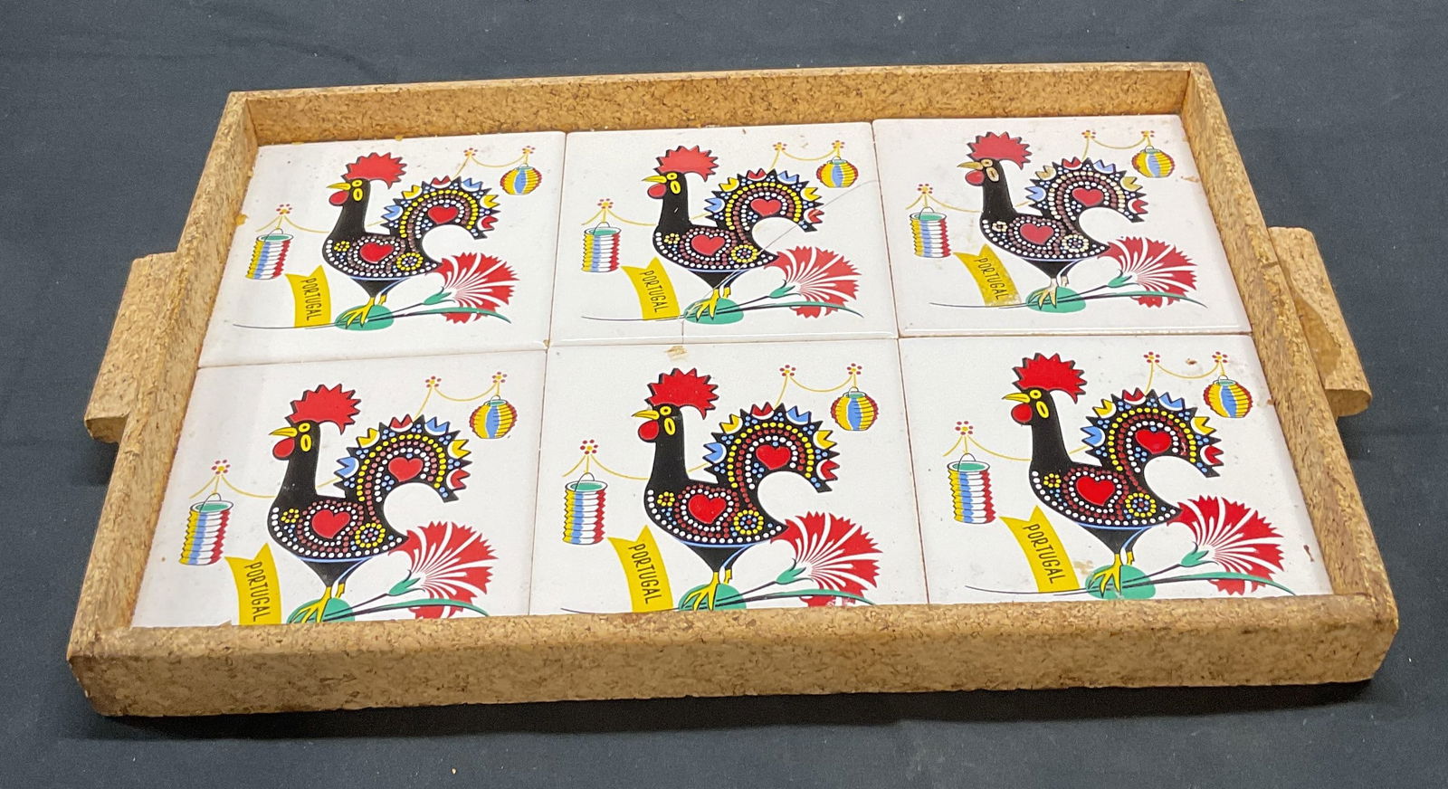 Portuguese Rooster Tile & Cork Tray (1 of 8)