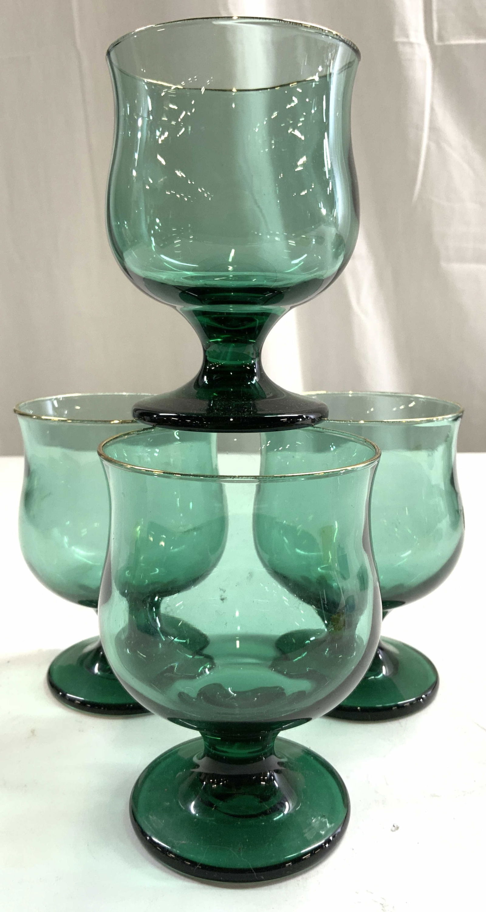 Set 4 Art Glass Brandy Glasses Green (1 of 6)