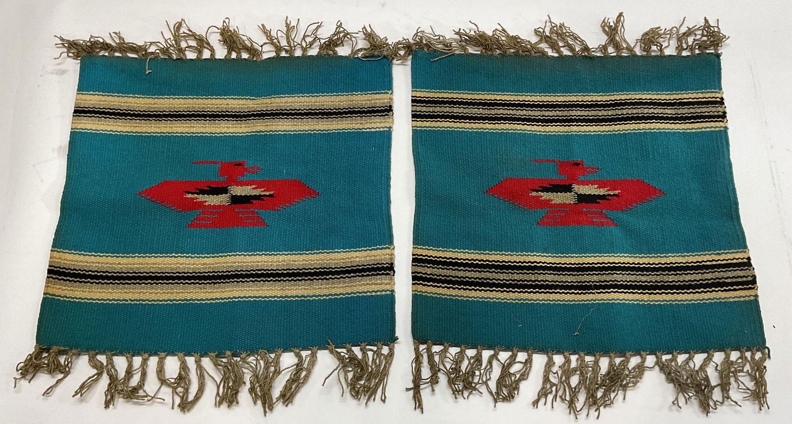 Lot 2 Vintage Blue Woven Bird Textiles (1 of 6)