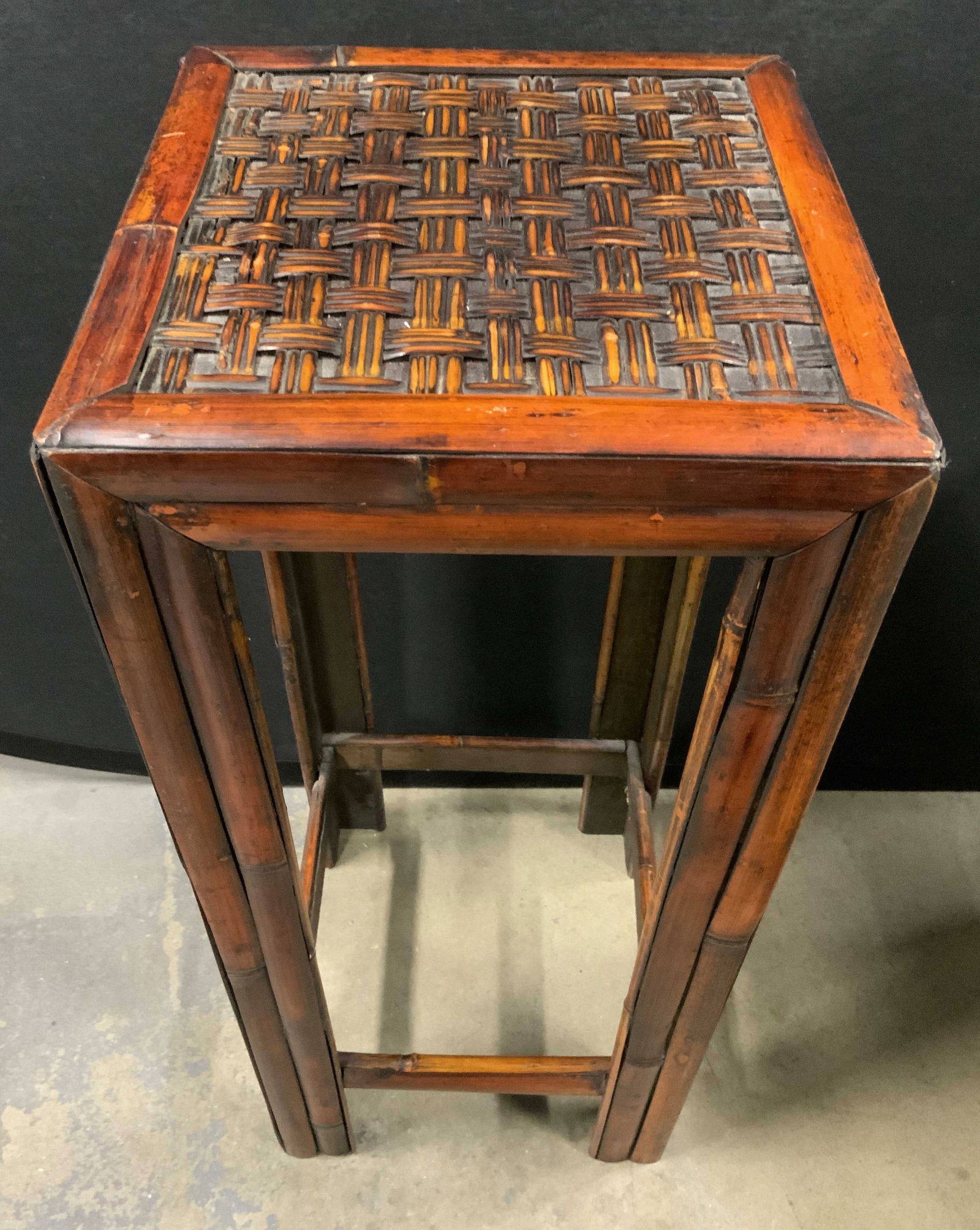 Asian Style Woven Top Wooden Plant Stand (1 of 7)