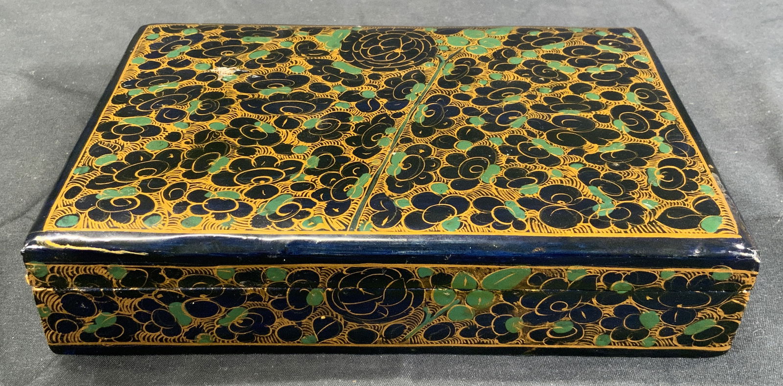 Hand Painted Gilt Floral Trinket Box India (1 of 7)