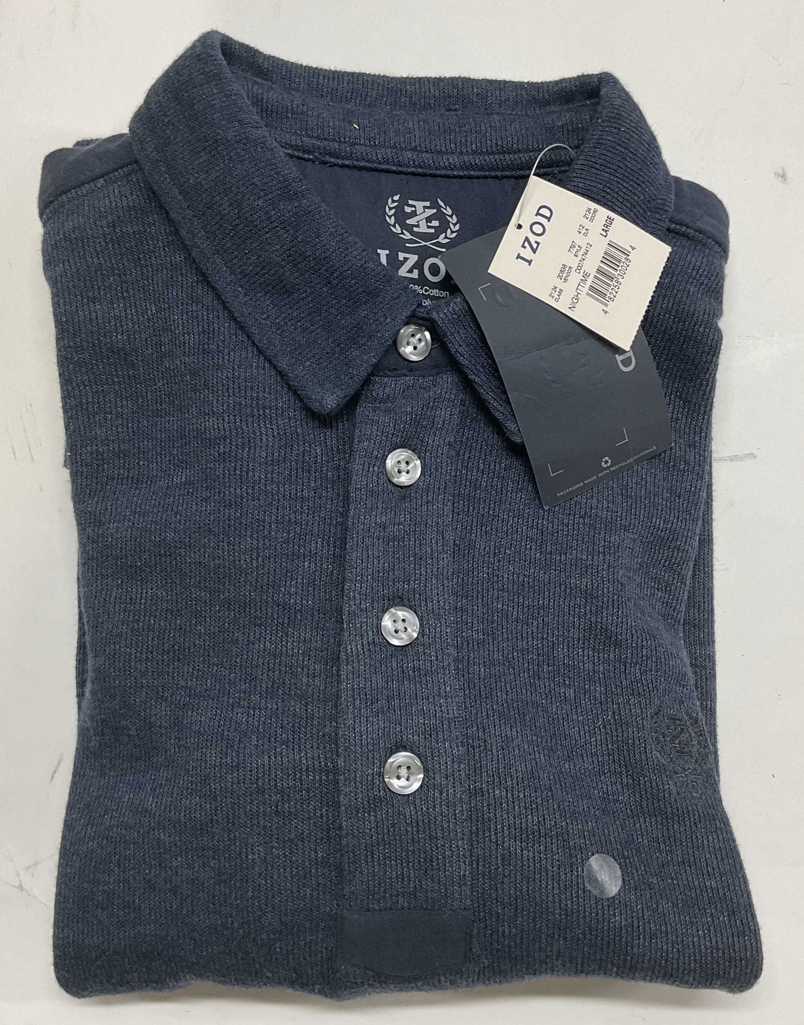 Izod Blue Long Sleeve Polo Shirt NWT (1 of 6)