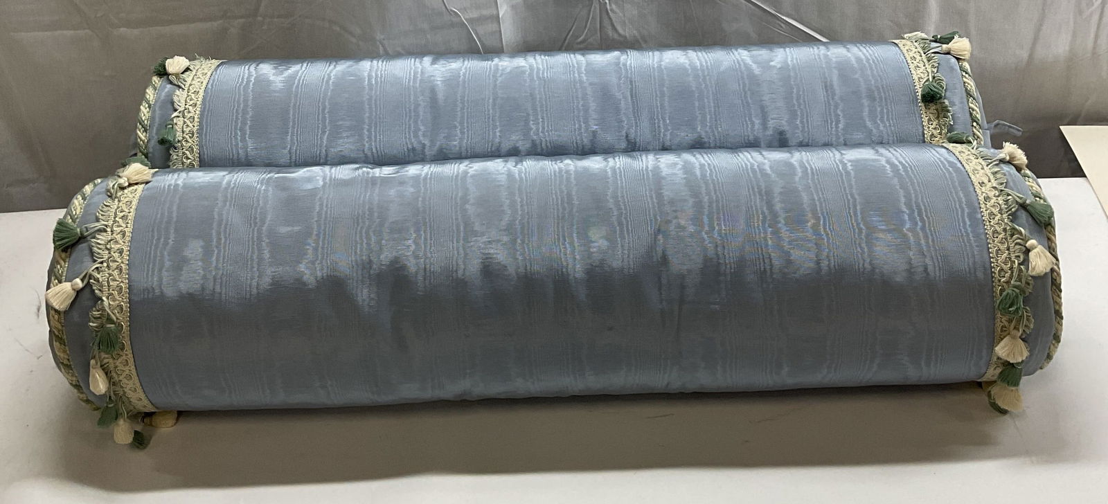 Pair Blue Silk Custom Made Pillows (1 of 9)