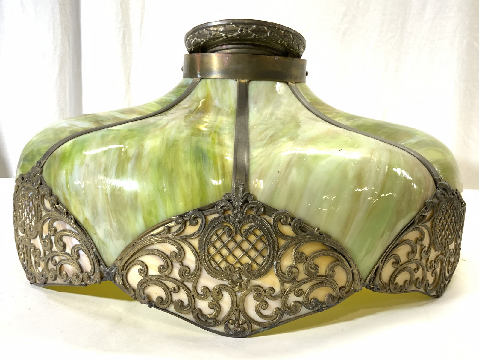 Vntg Victorian Hanging Slag Glass Lamp (1 of 9)