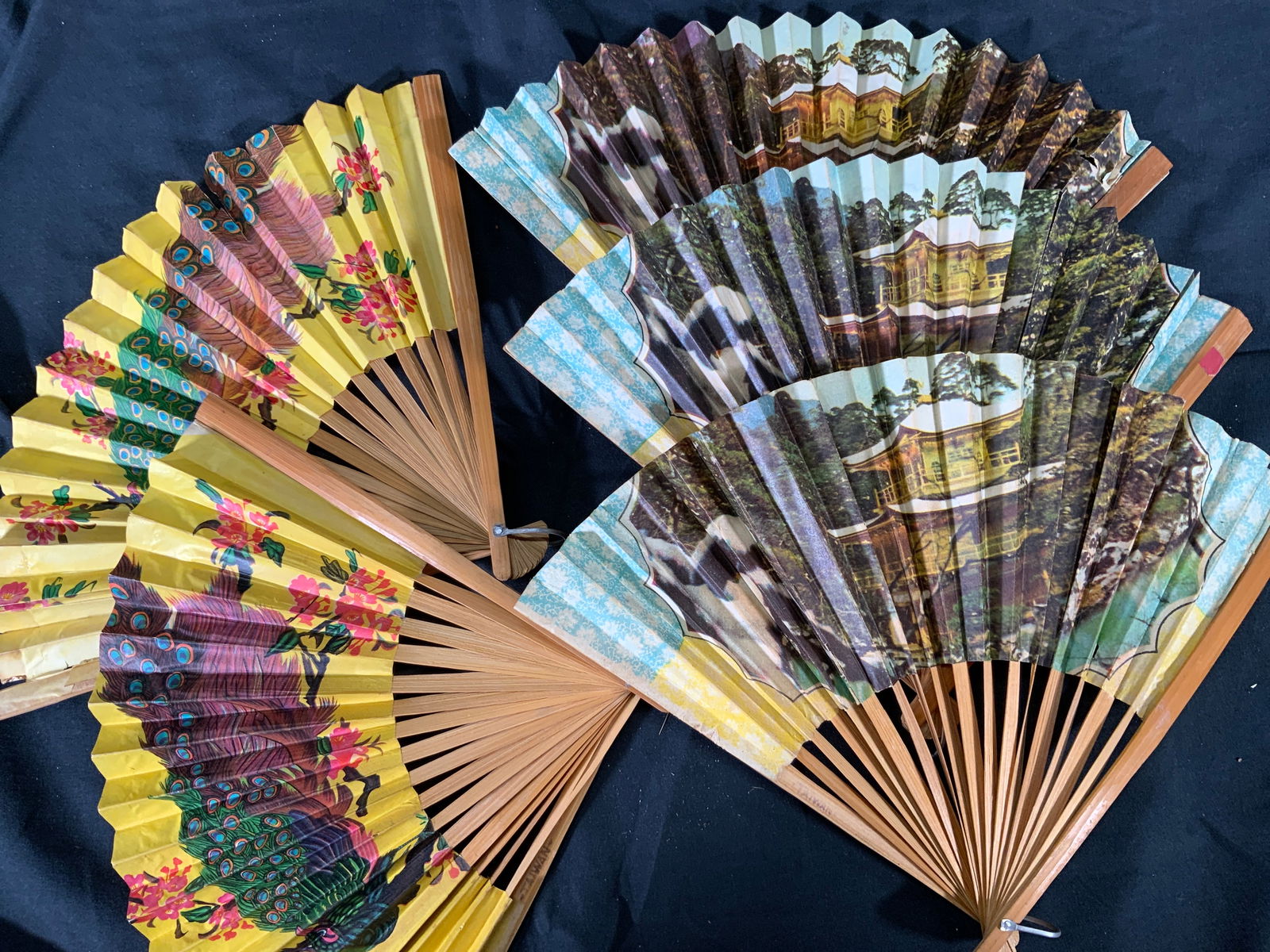 5 Hand Paper Folding Fans Taiwan Peacock (1 of 8)