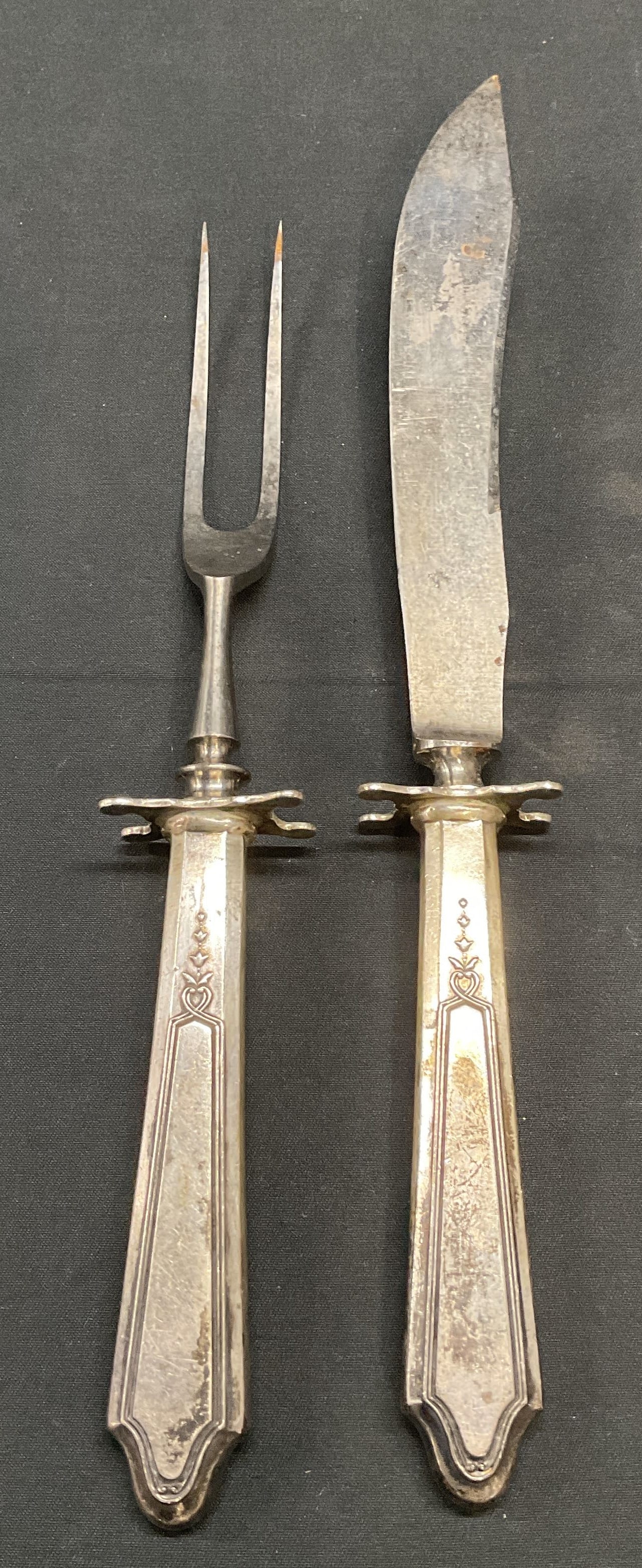 Pr Vntg Sterling Silver Carving Fork & Knife (1 of 6)