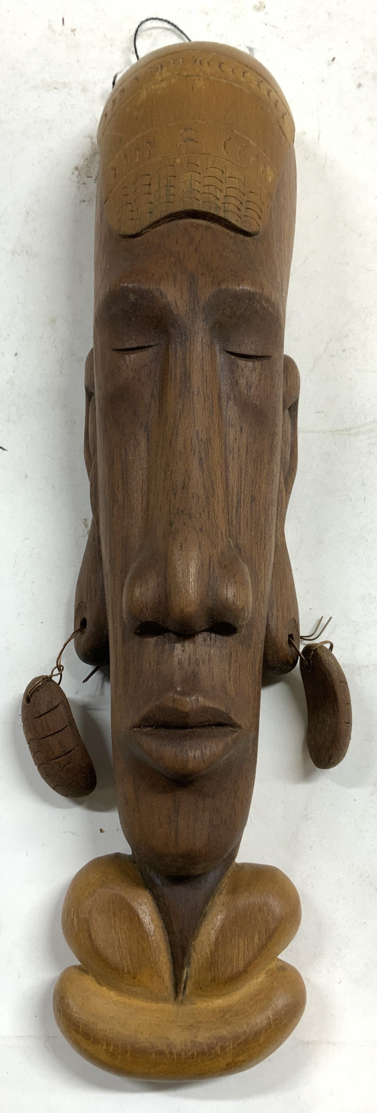 Vntg African Wooden Tribal Head Wall Hanging (1 of 7)