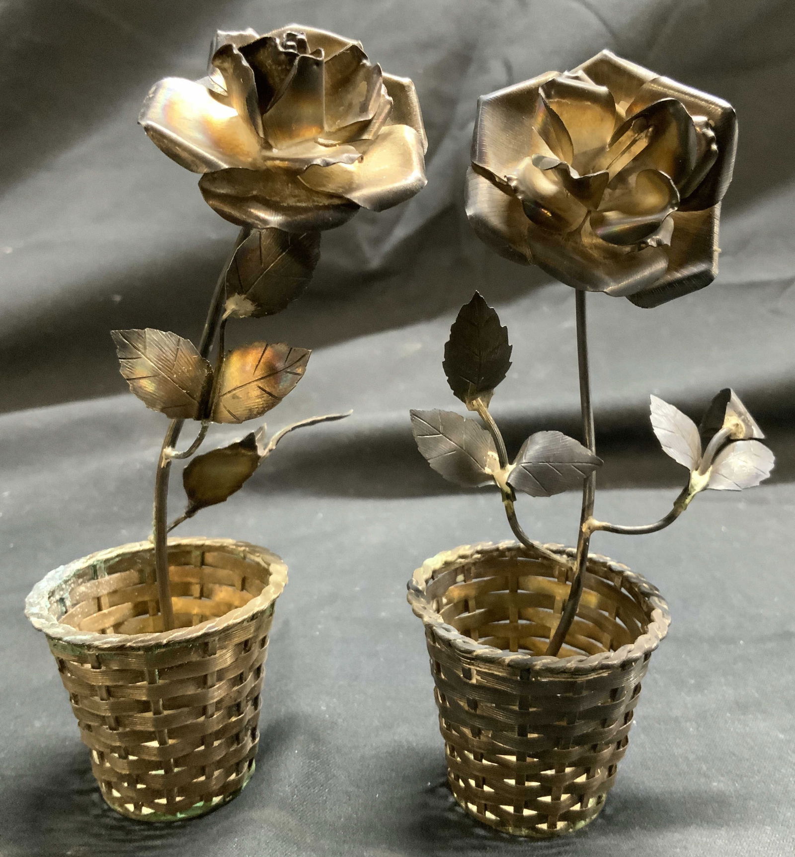 Sterling Silver 925 Pr Flowers In Woven Planters (1 of 6)