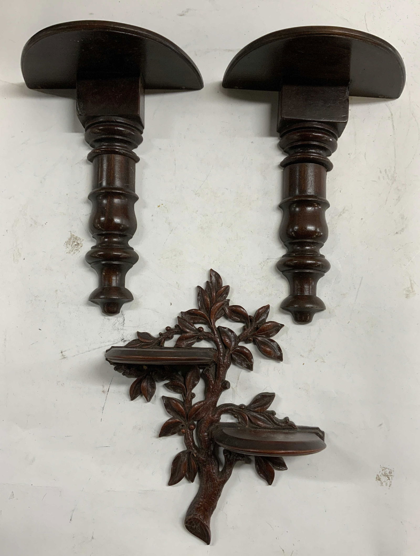 Lot 3 Carved Wooden Wall Shelves (1 of 8)