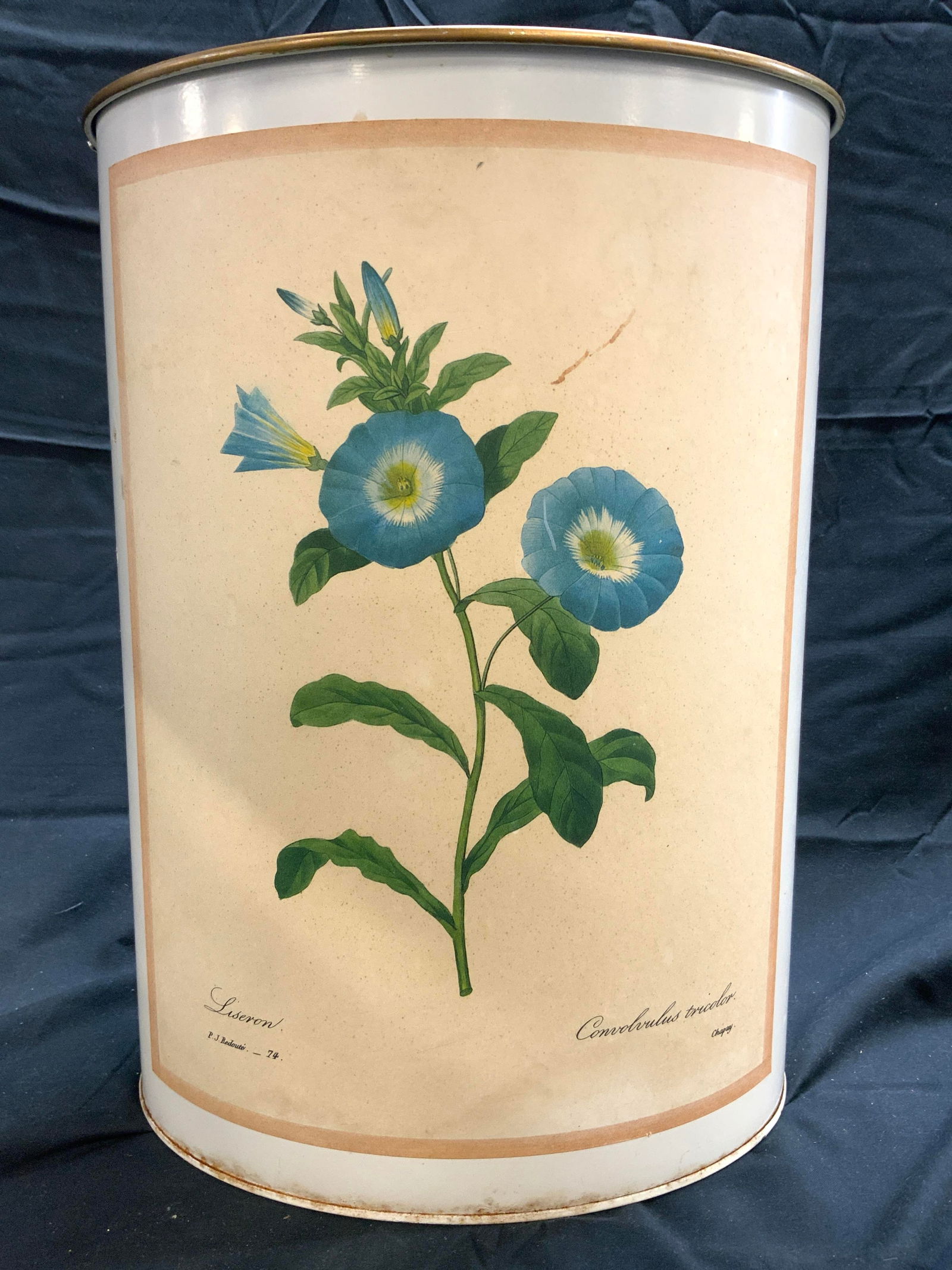 Vntg Toleware Bin W Floral Detail (1 of 7)