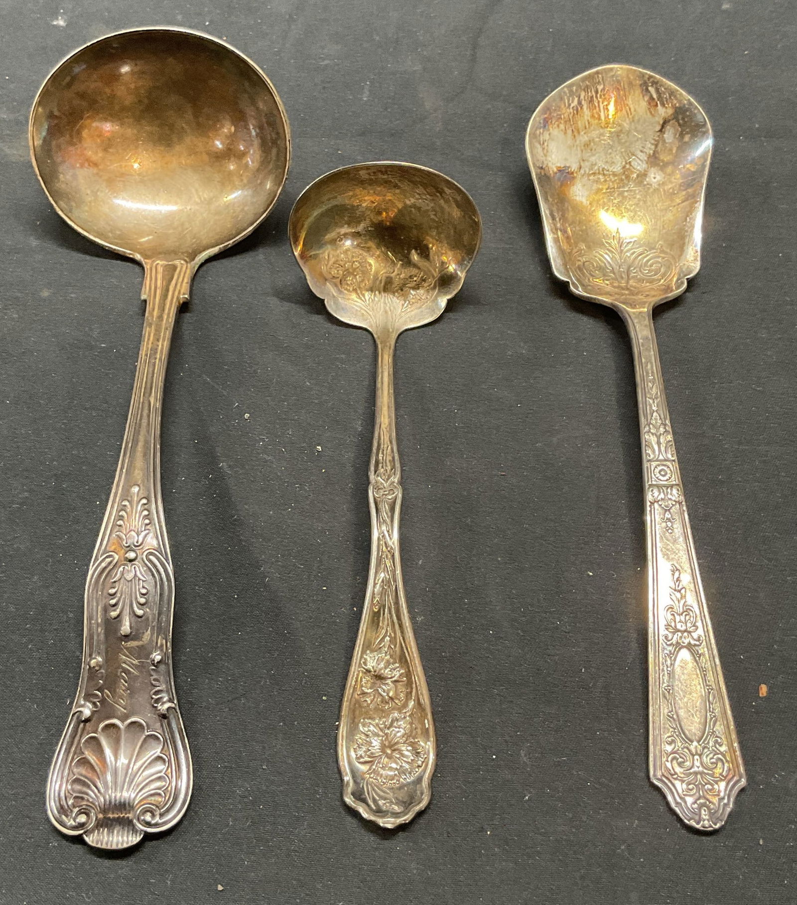 Lot 3 GORHAM Kings Pattern Silver Pl Ladle+ (1 of 10)