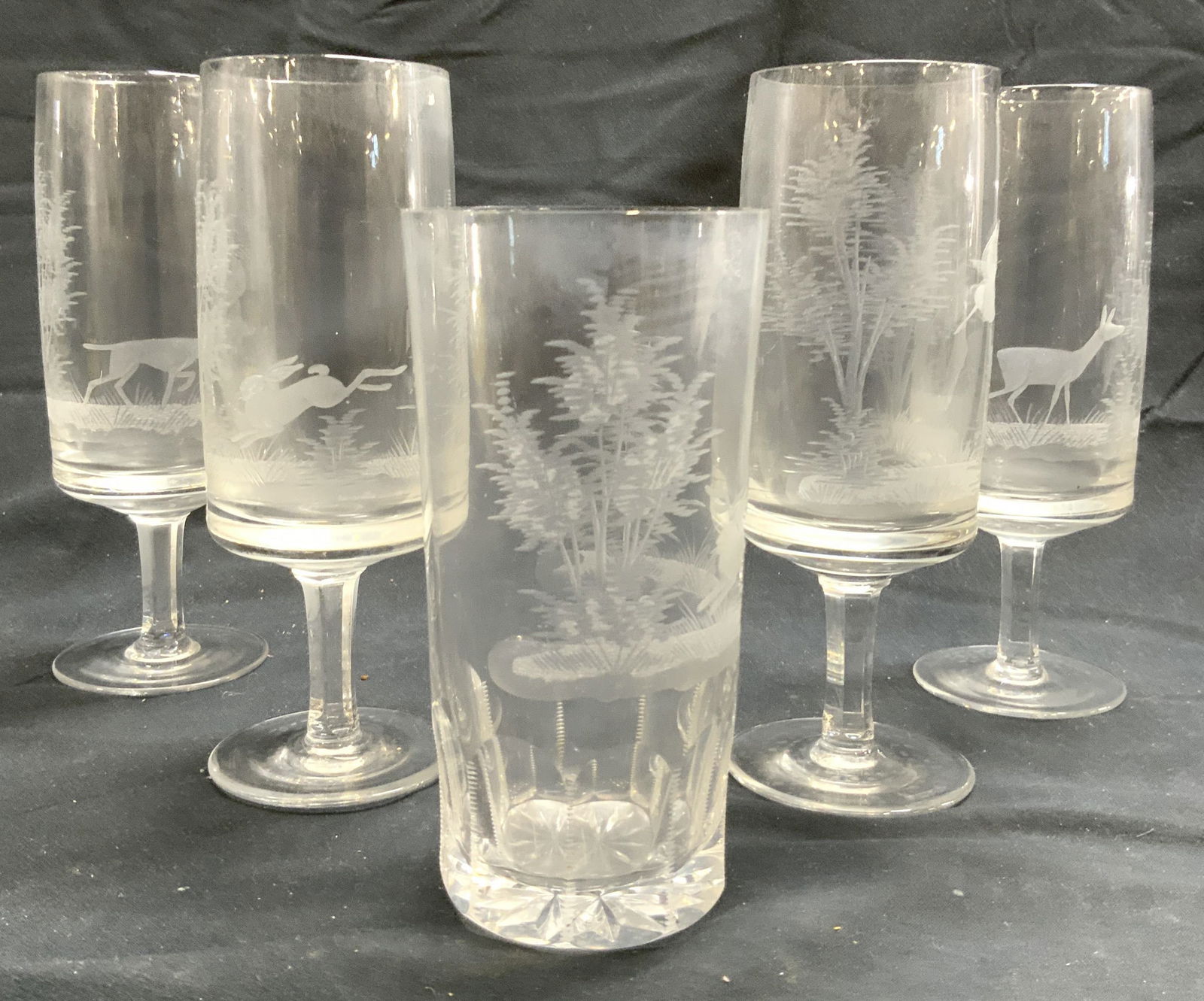 Lot 5 Assorted Crystal Vessels W Frosted Detail (1 of 6)