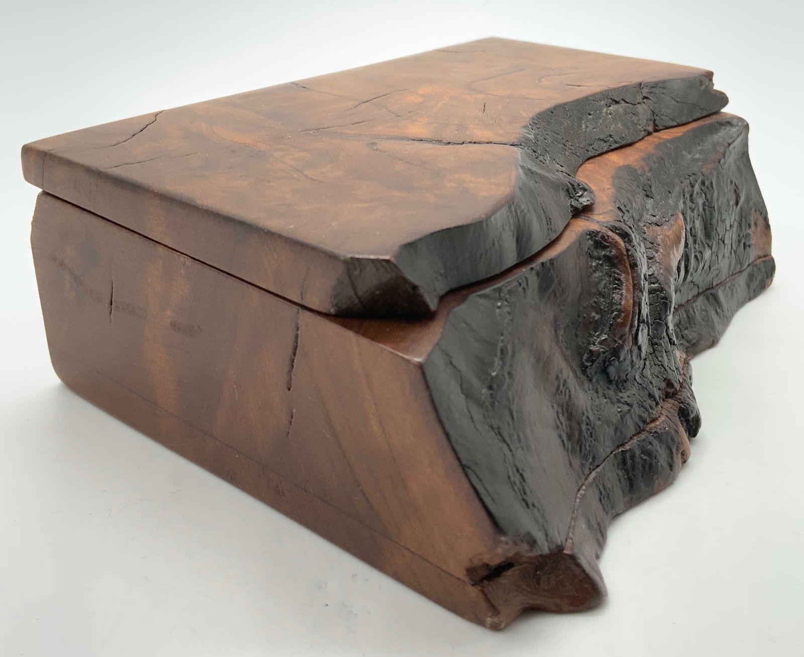 Burlwood Jewelry Box W Lid Brown (1 of 7)