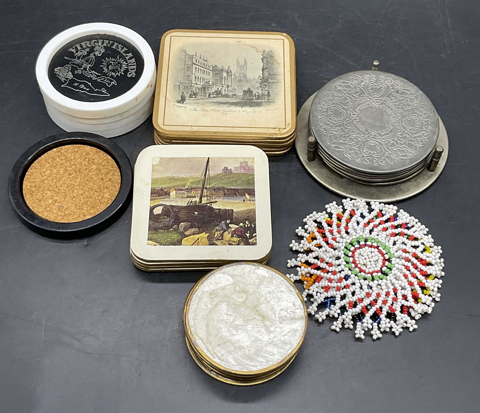 Group Lot Vintage Coasters, Beaded Coasters + (1 of 9)