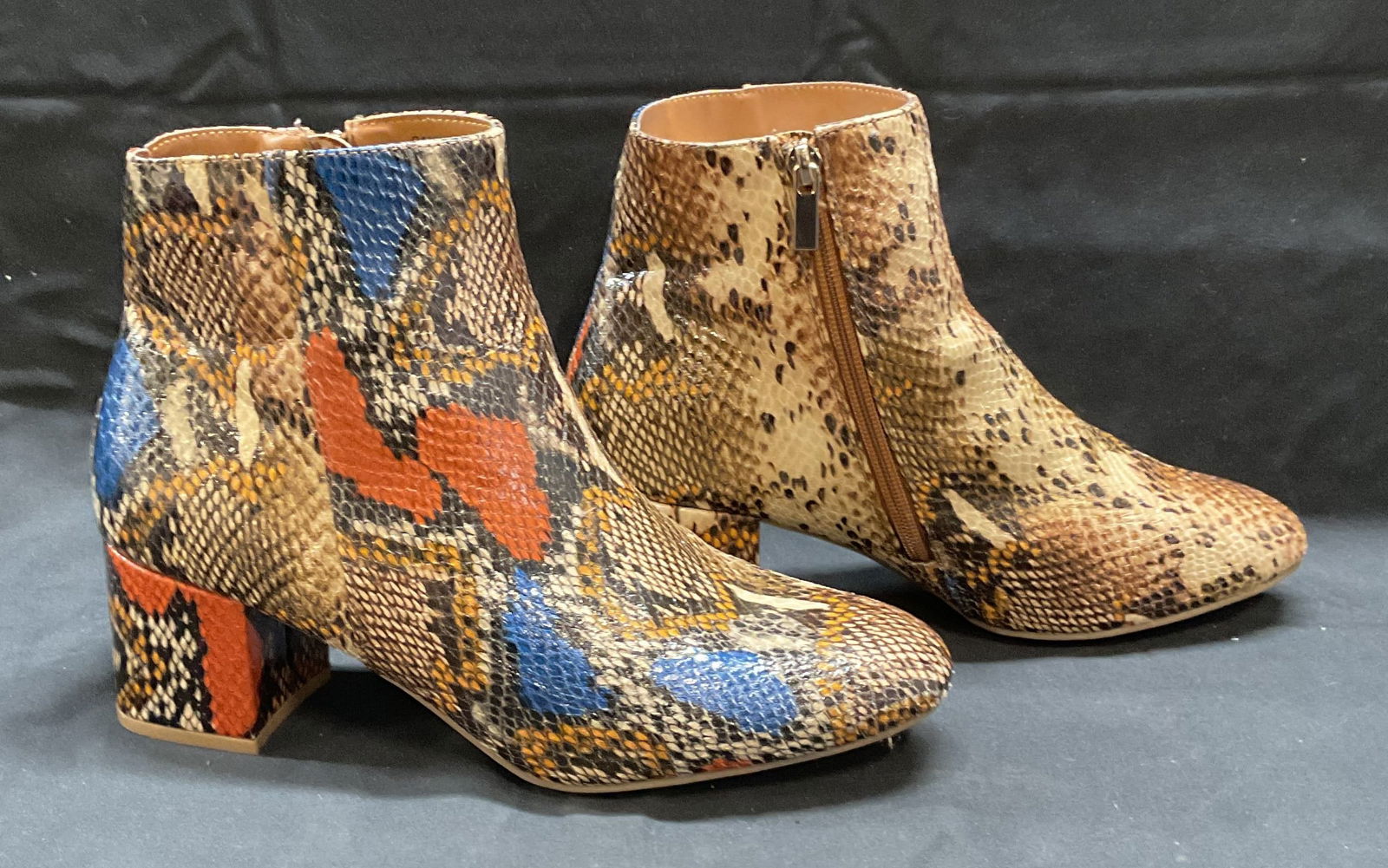 Rouge Faux Snakeskin Ankle Boots (1 of 6)