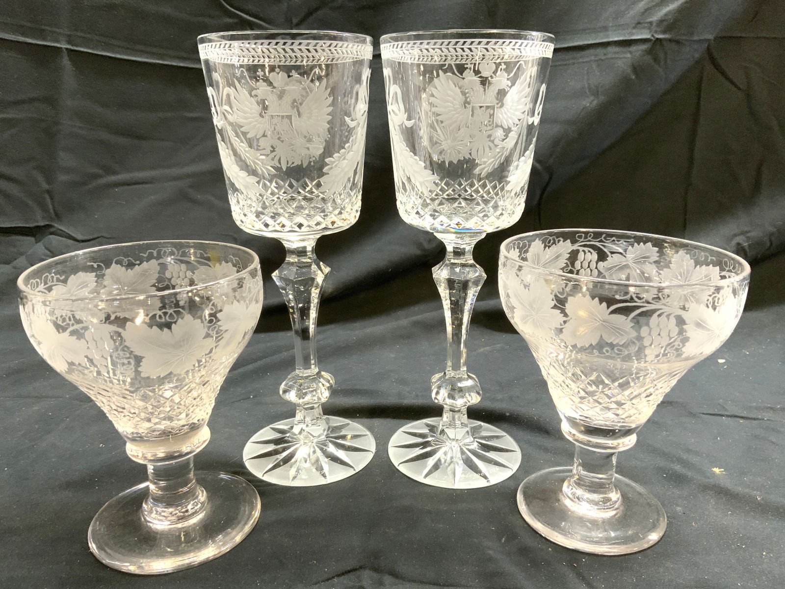 Lot 4 Frosted Crystal Stemware FABERGE & More (1 of 6)