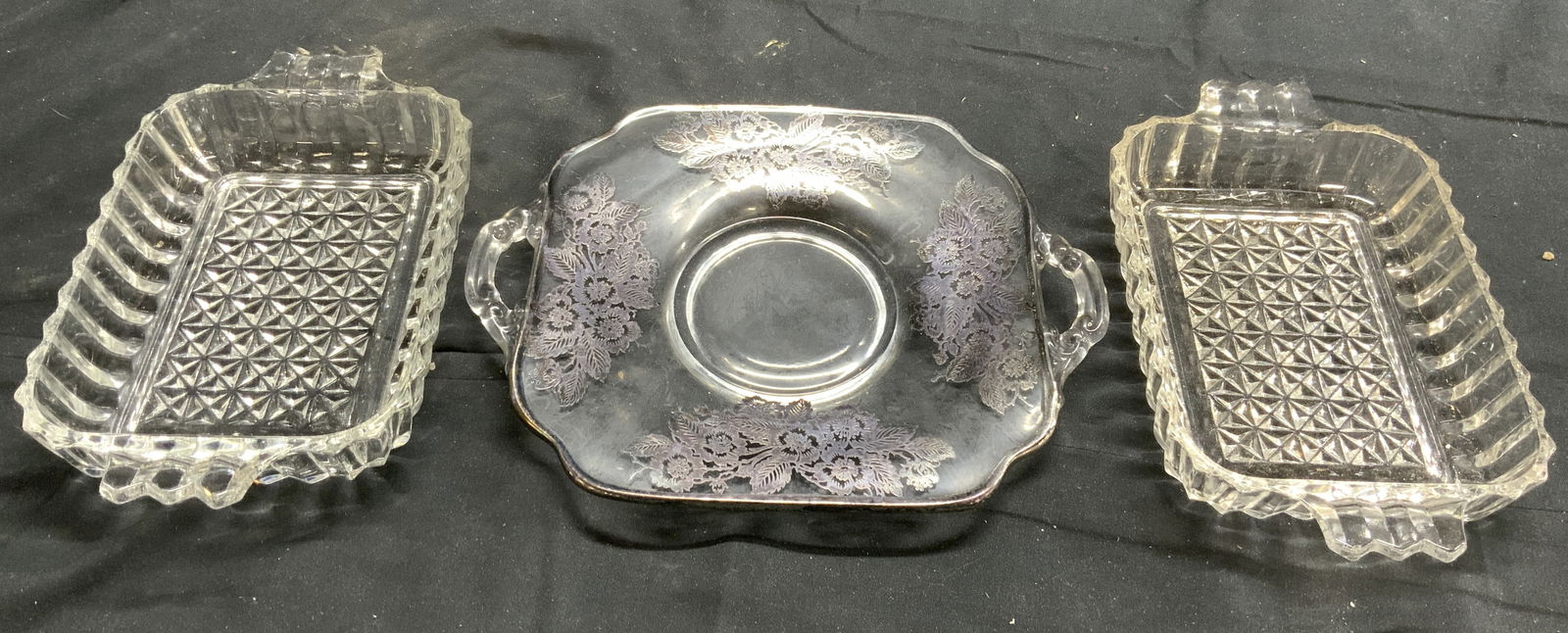 Lot 3 Sterling Overlay Tray & Glass Serv Dishes (1 of 6)