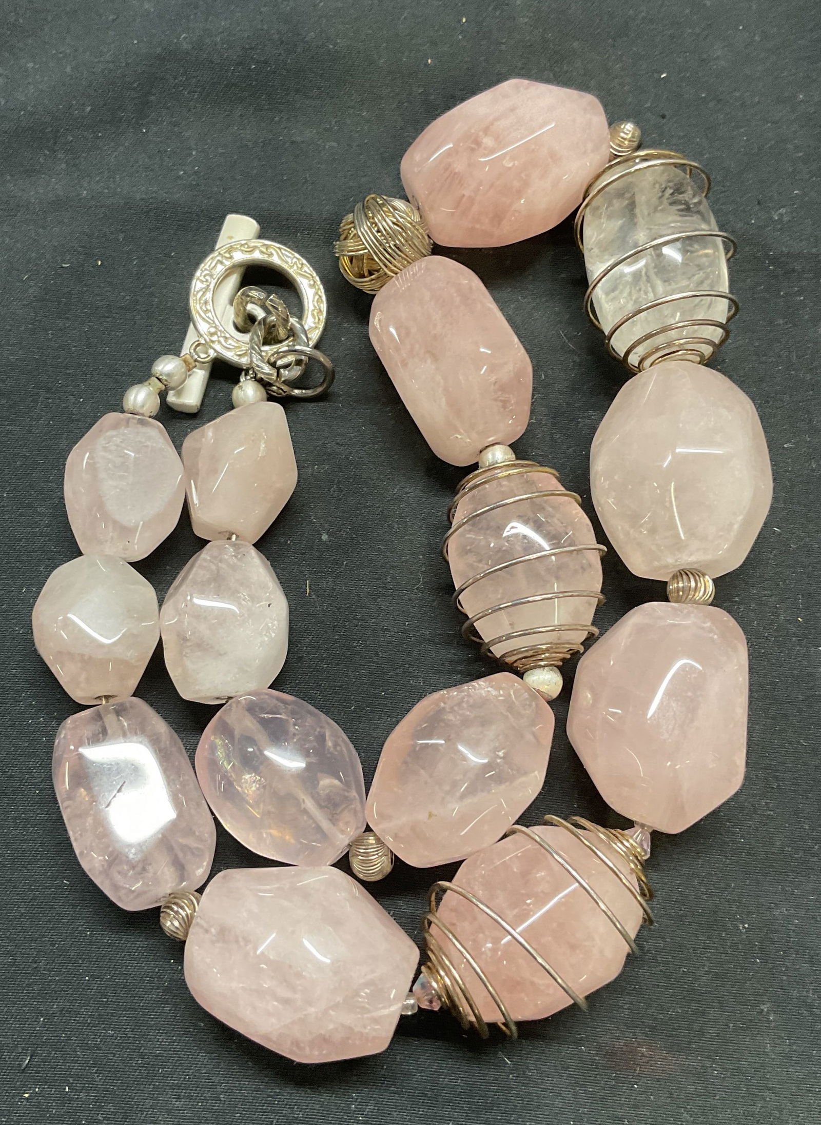 Vintage Rose Quartz Beaded Necklace (1 of 6)