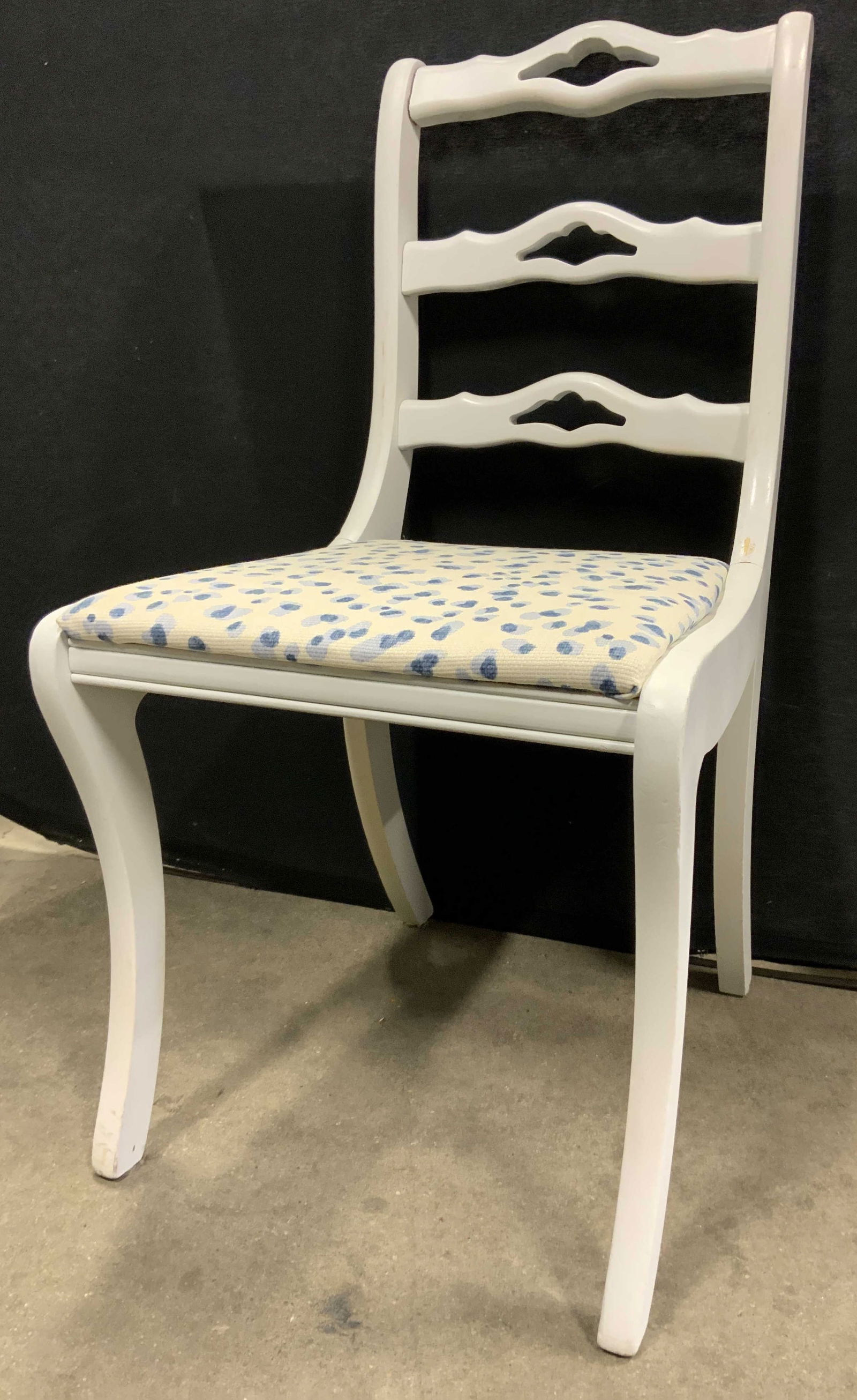 Ladder Back Side Chair W Upholstered Seat White (1 of 8)